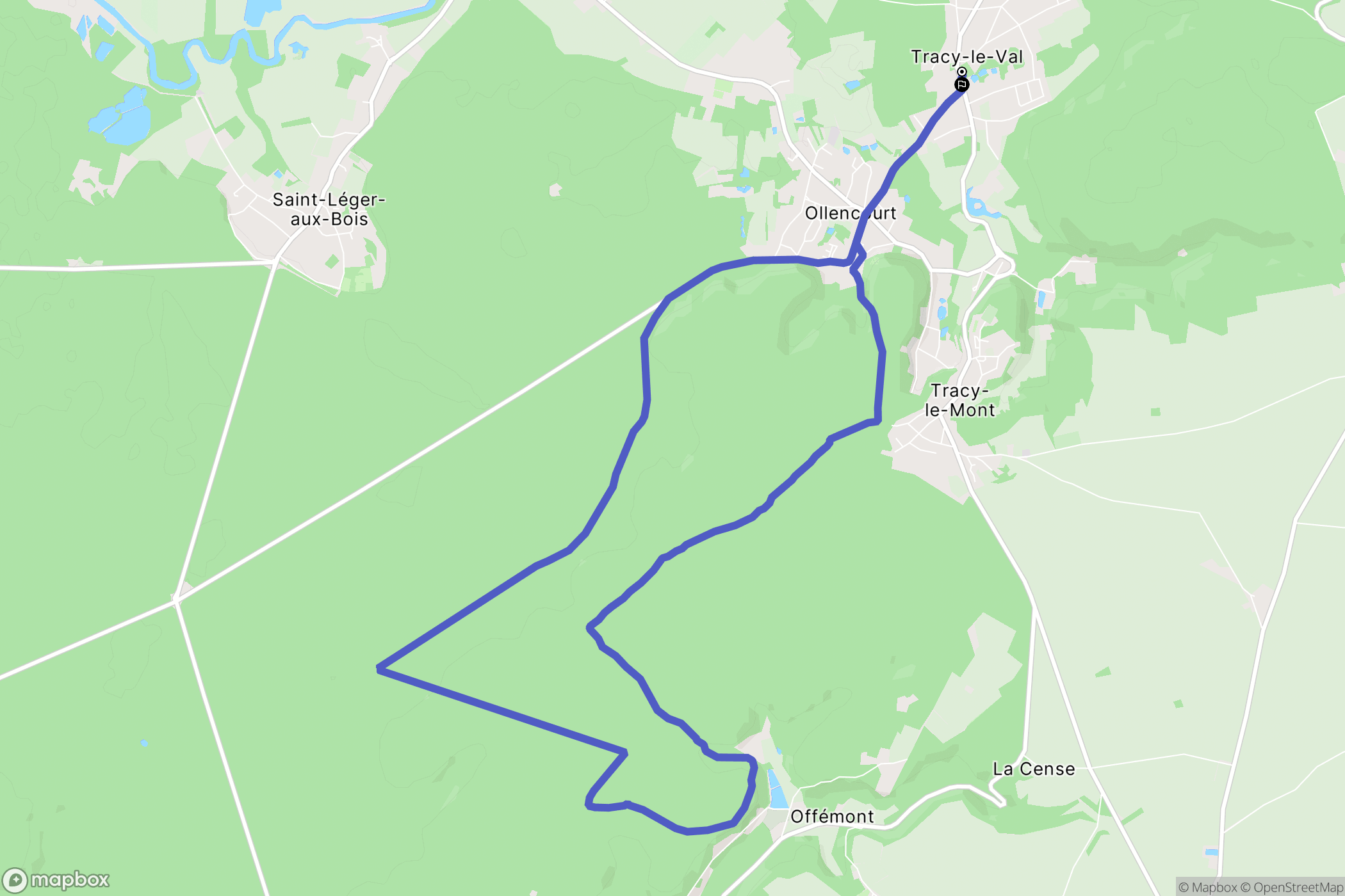 Tracy-le-Val : carte du parcours de randonnée - France