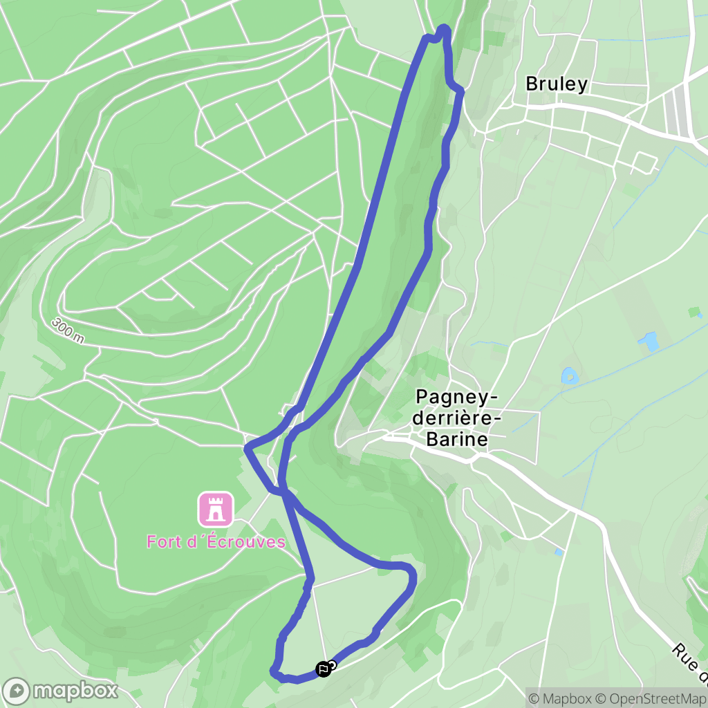 Écrouves : carte du parcours de randonnée - France
