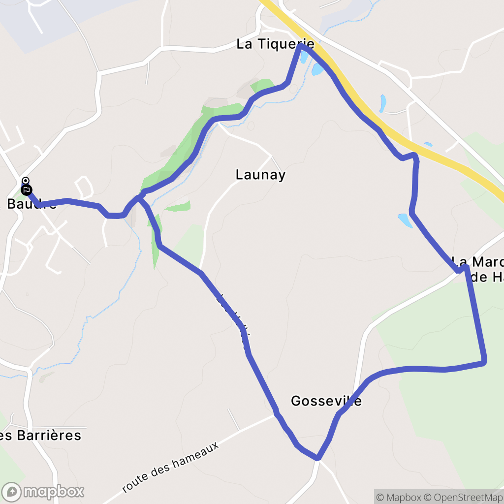 Baudre : carte du parcours de randonnée - France