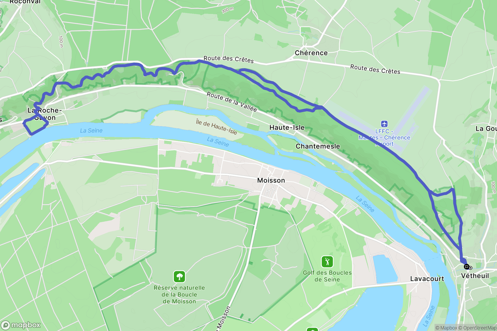Vétheuil : carte du parcours de randonnée - France