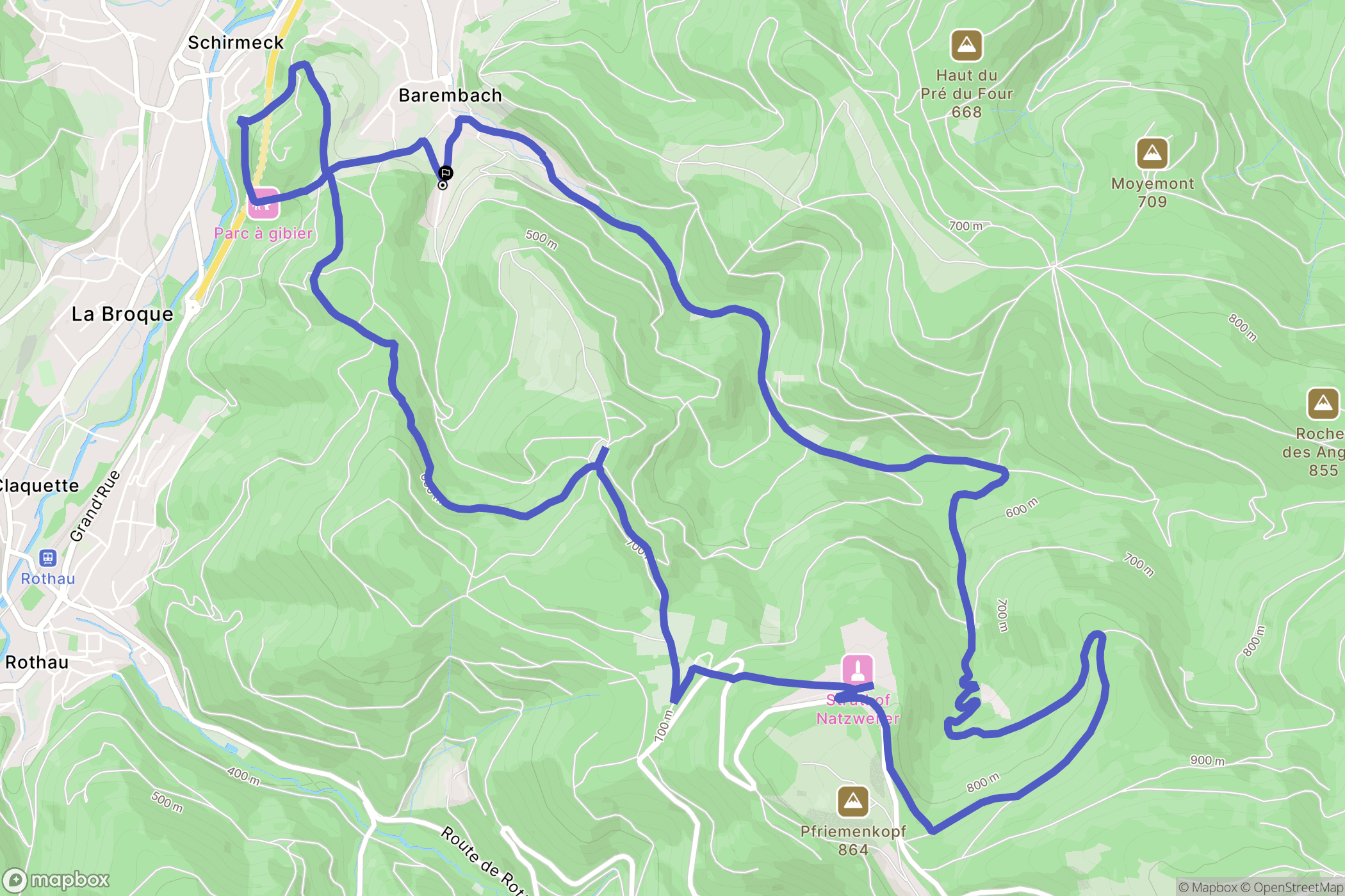 Barembach : carte du parcours de randonnée - France