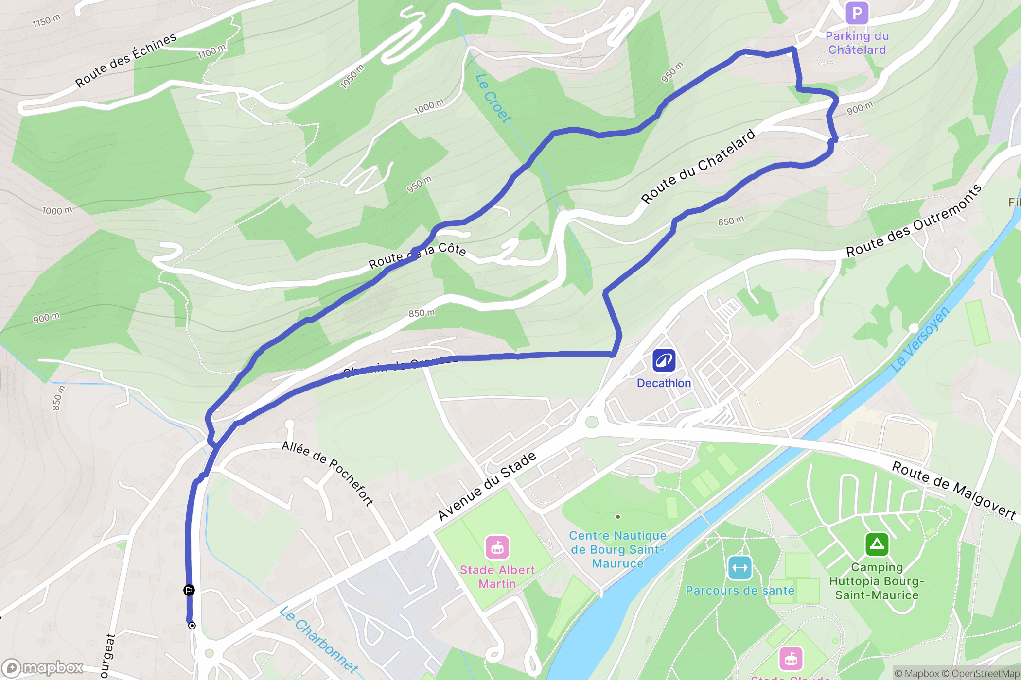 Bourg-Saint-Maurice : carte du parcours de randonnée - France