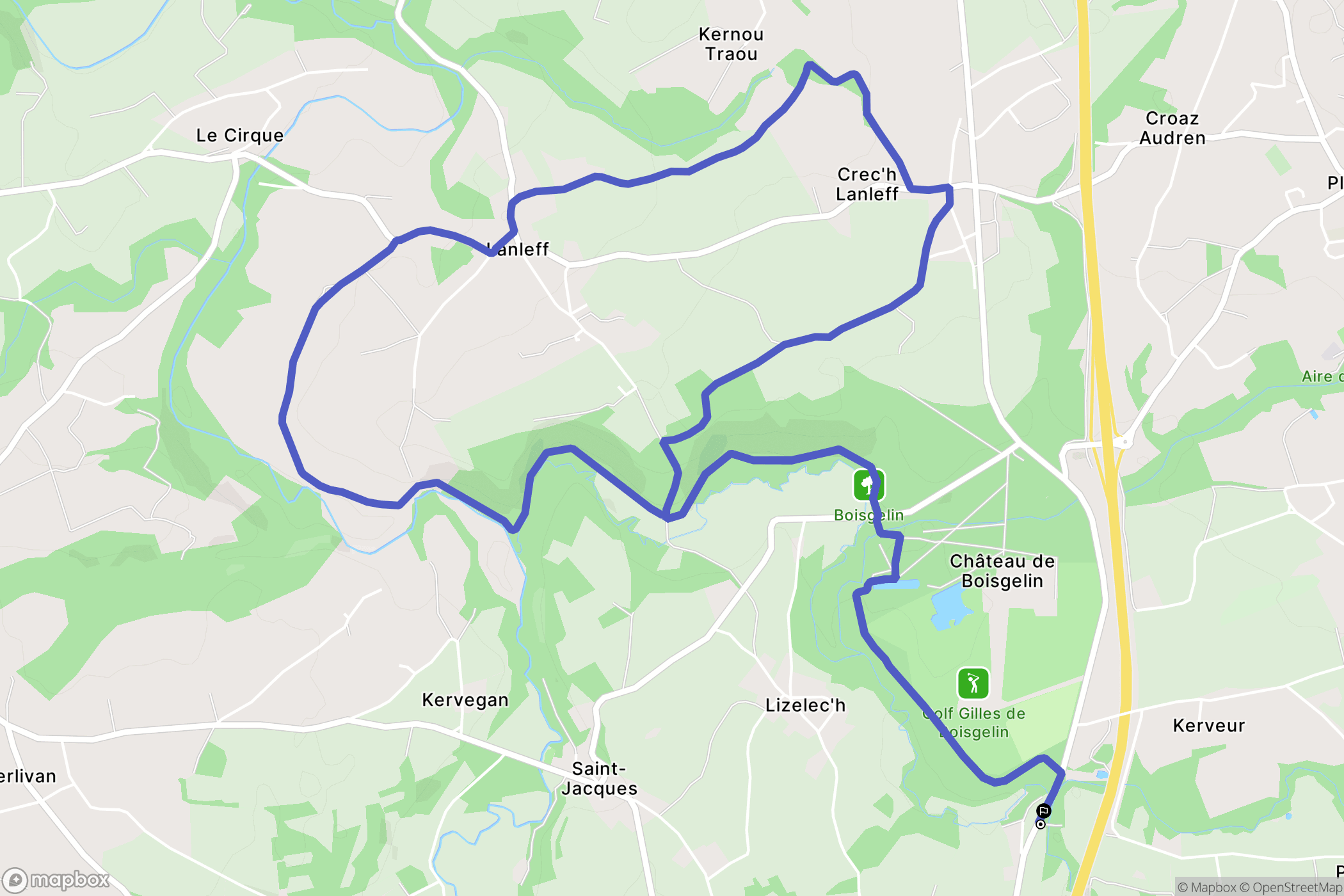 Tréméven : carte du parcours de randonnée - France