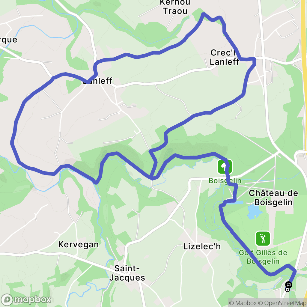 Tréméven : carte du parcours de randonnée - France