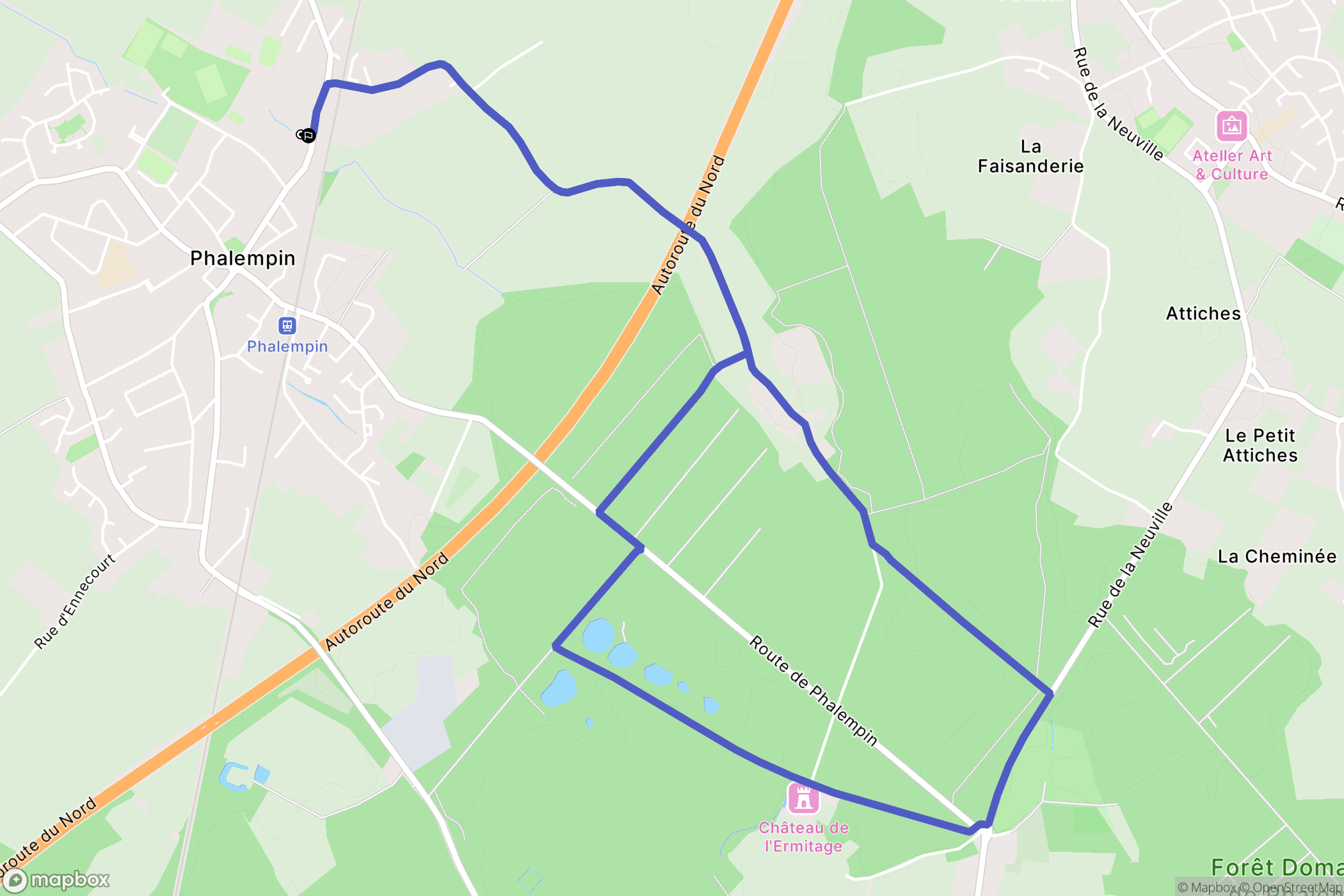 Phalempin : carte du parcours de randonnée - France
