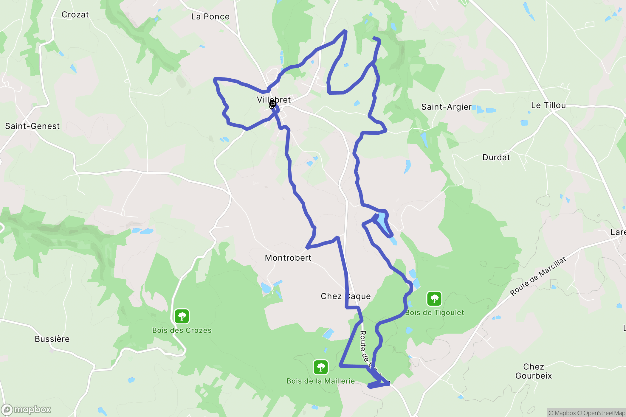 Villebret : carte du parcours de randonnée - France