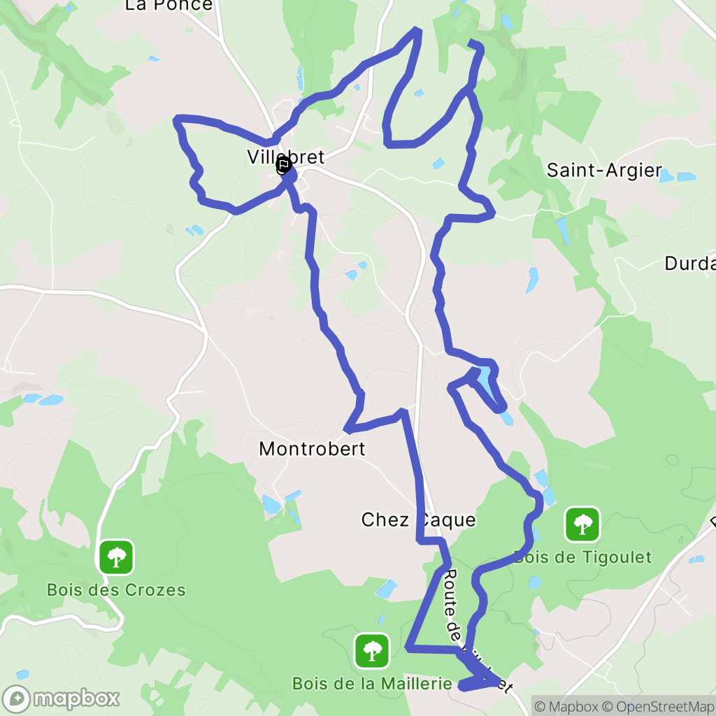 Villebret : carte du parcours de randonnée - France