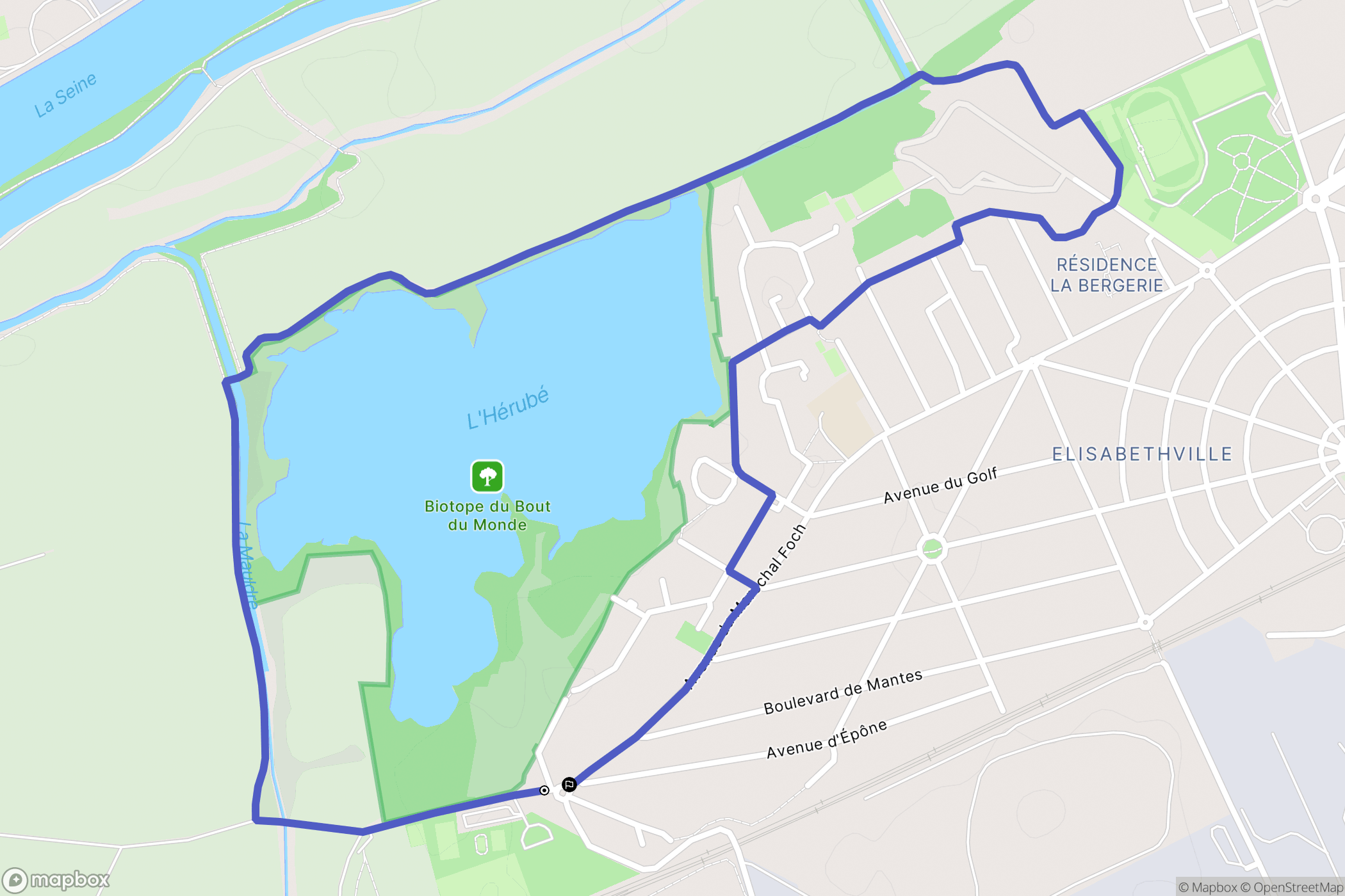 Épône : carte du parcours de randonnée - France