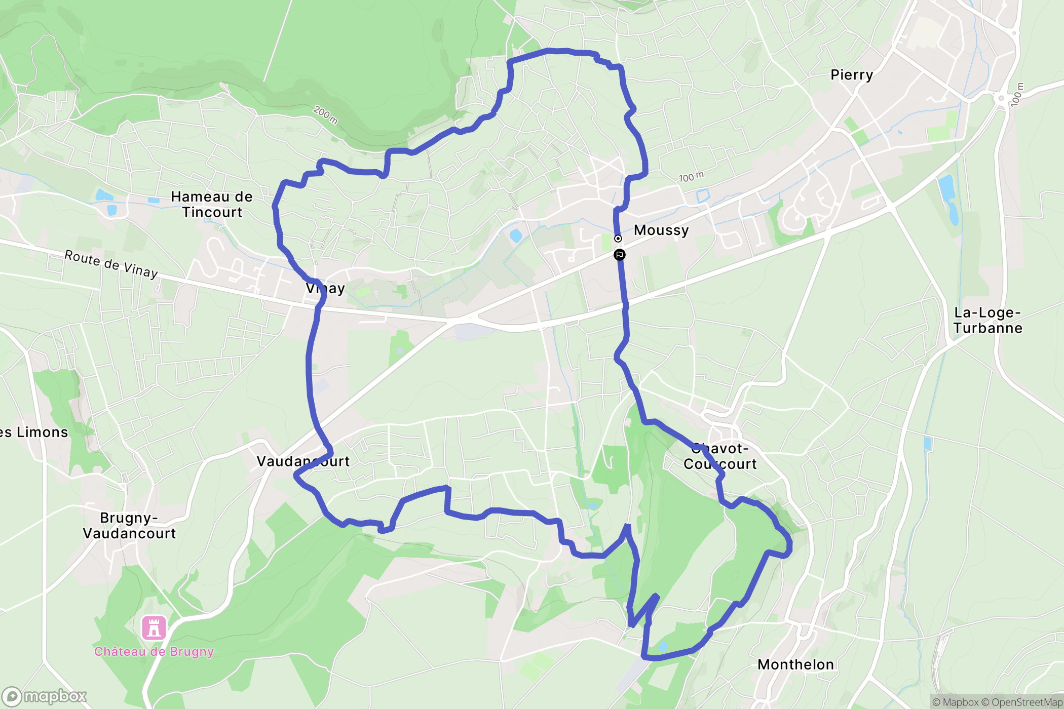 Moussy : carte du parcours de randonnée - France
