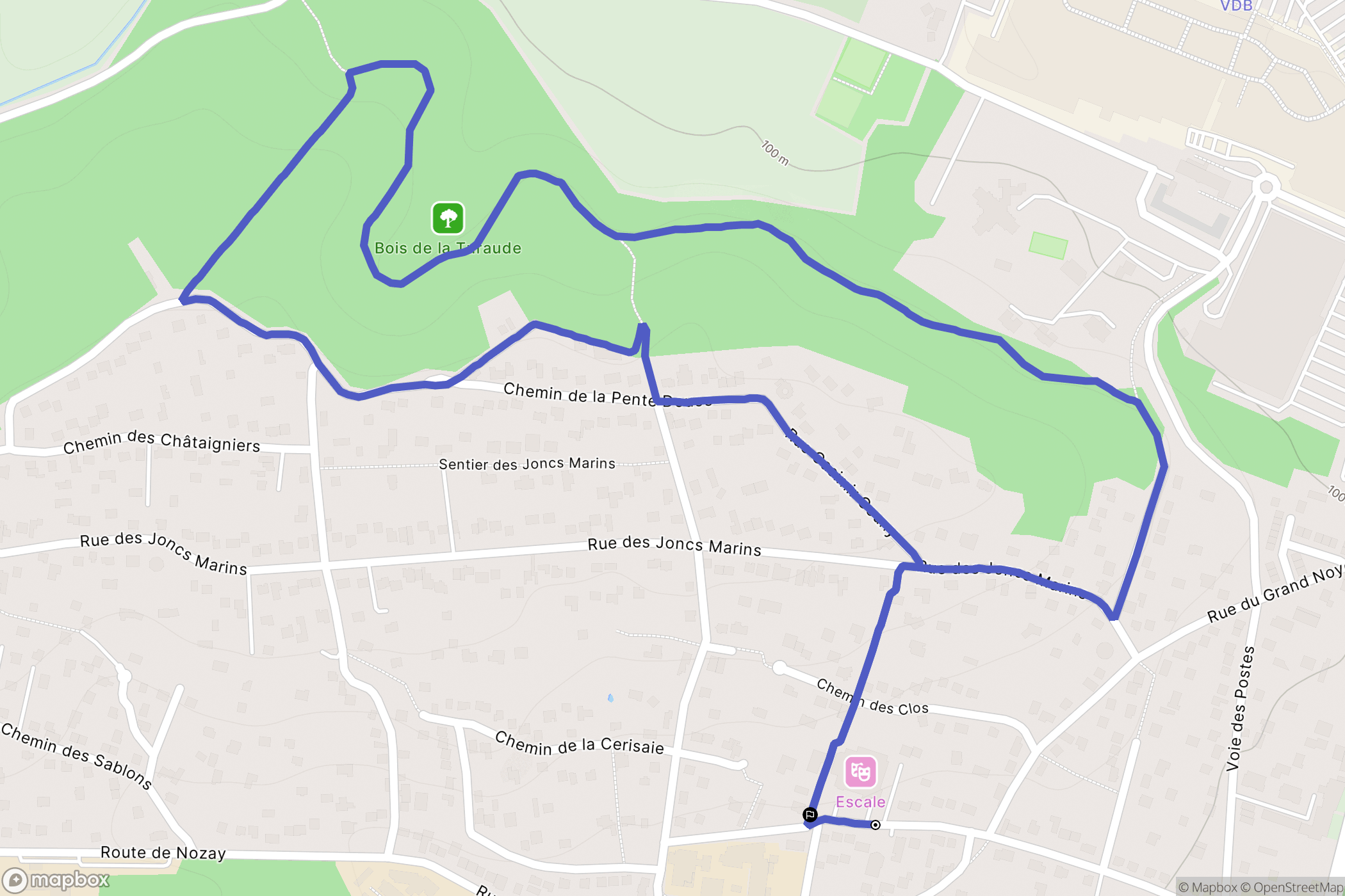La ville-du-Bois : carte du parcours de randonnée - France