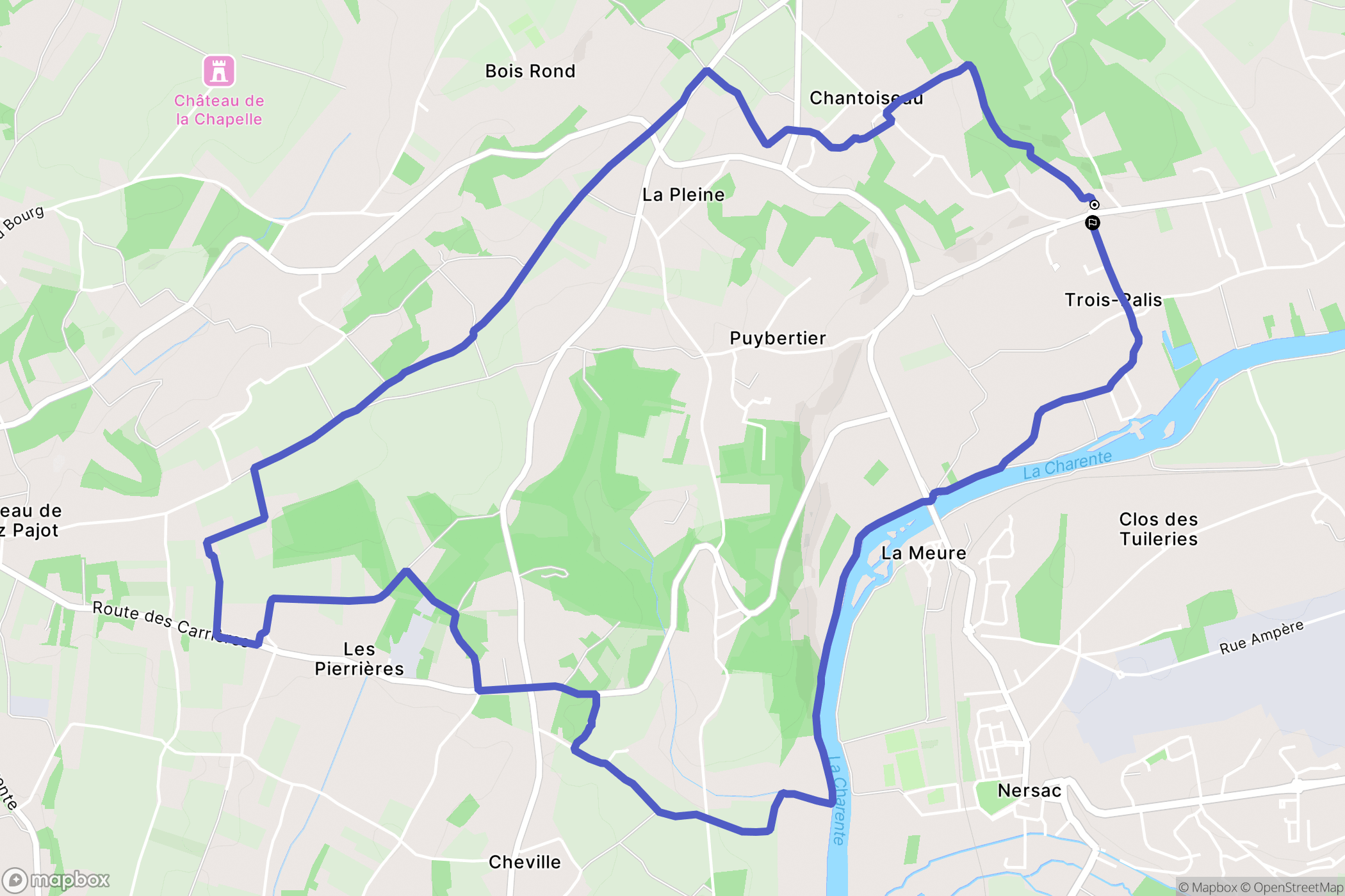 Trois-Palis : carte du parcours de randonnée - France