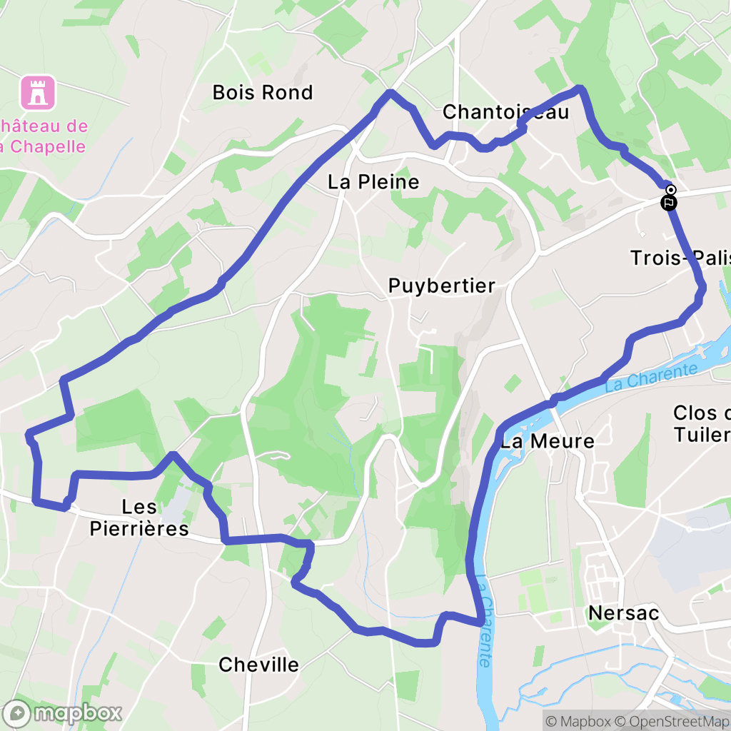Trois-Palis : carte du parcours de randonnée - France