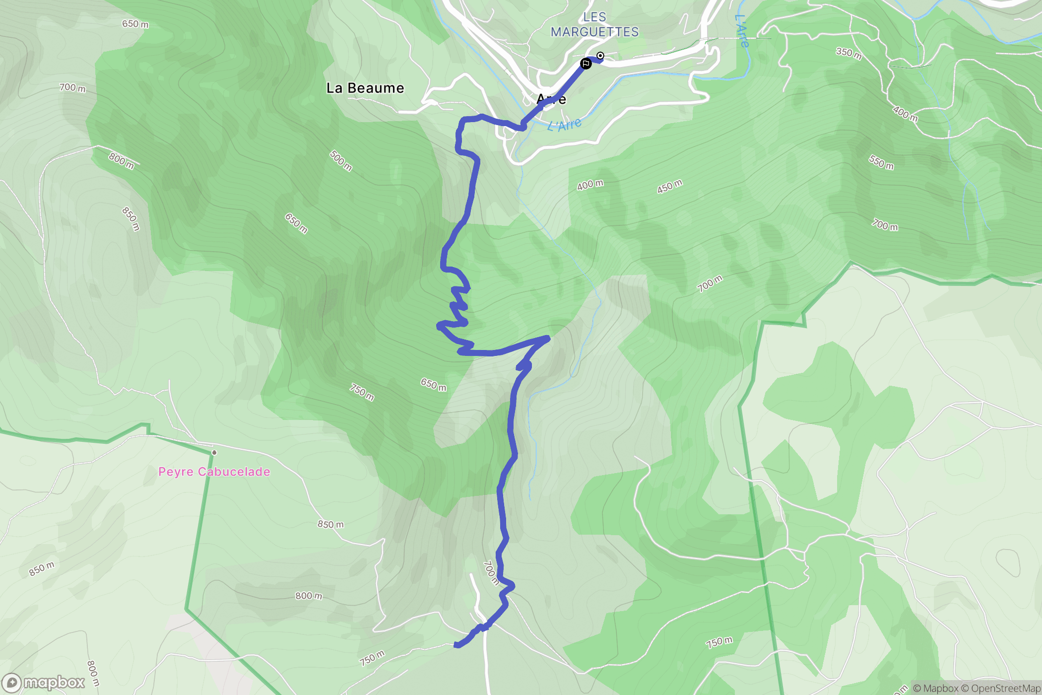 Arre : carte du parcours de randonnée - France