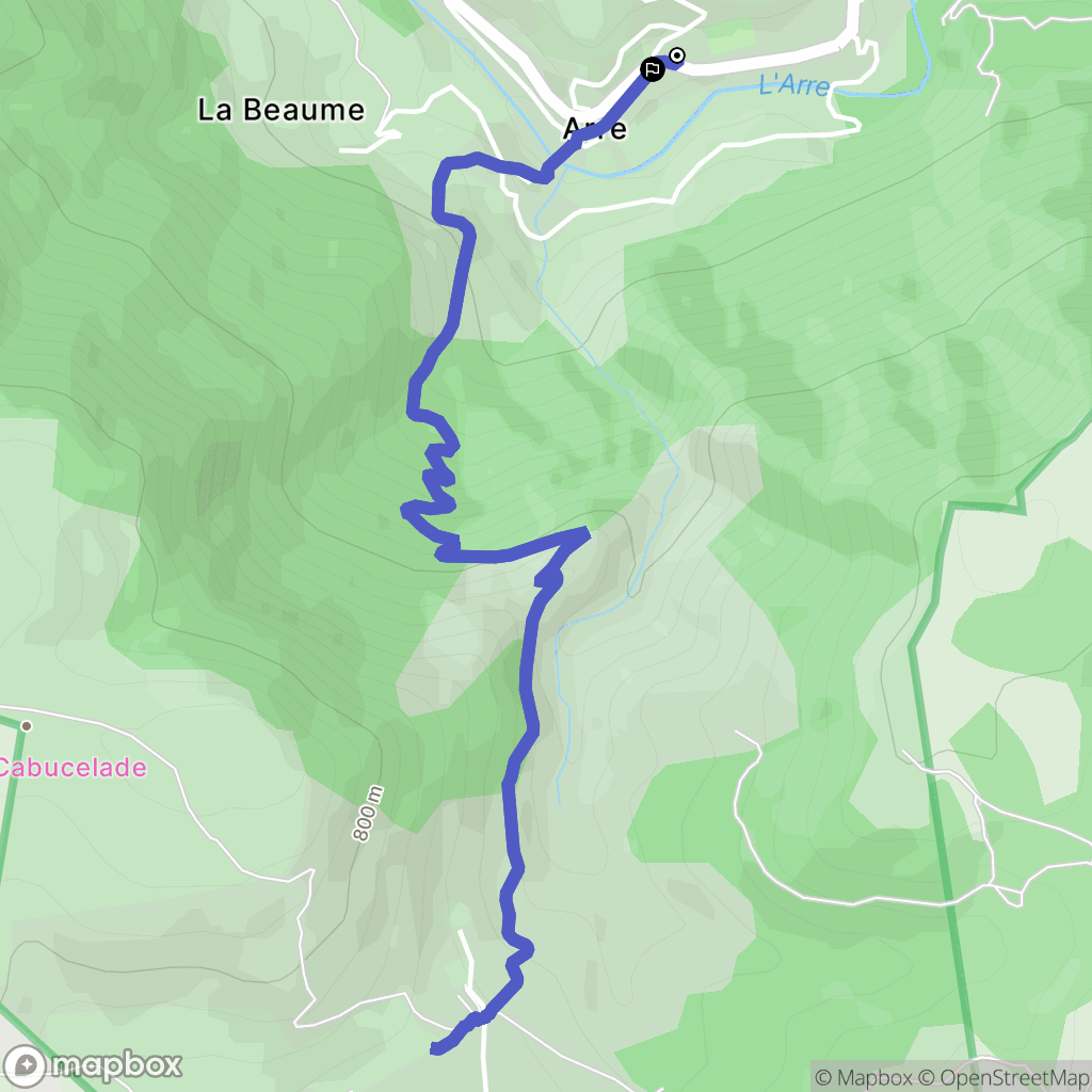 Arre : carte du parcours de randonnée - France