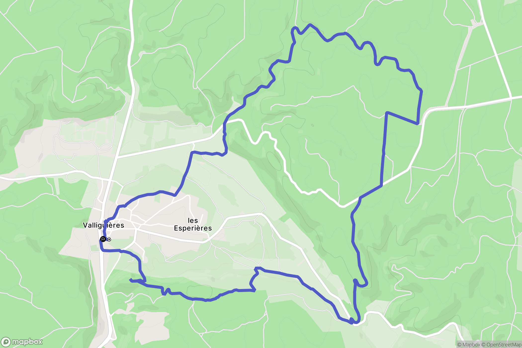 Valliguières : carte du parcours de randonnée - France