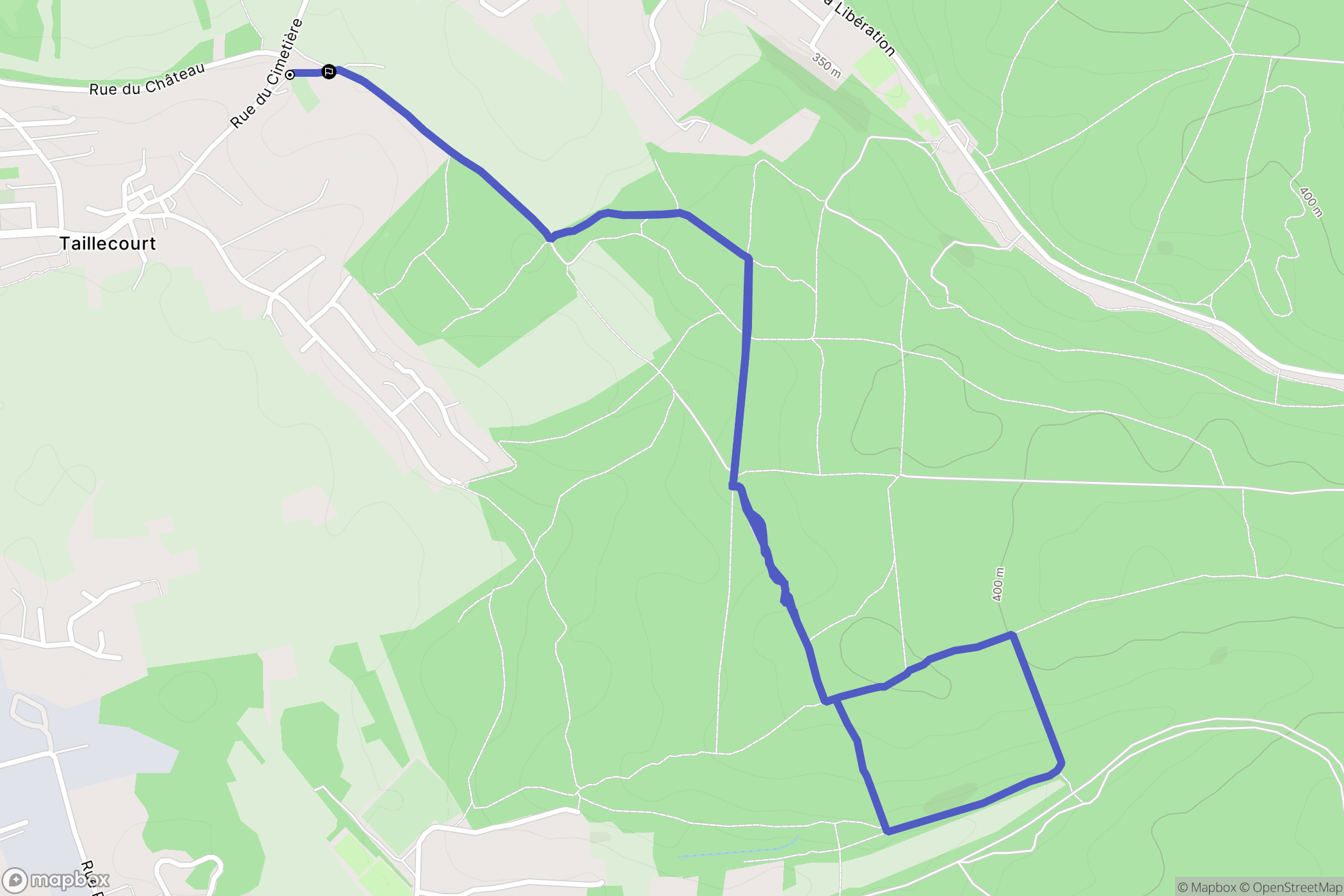 Taillecourt : carte du parcours de randonnée - France
