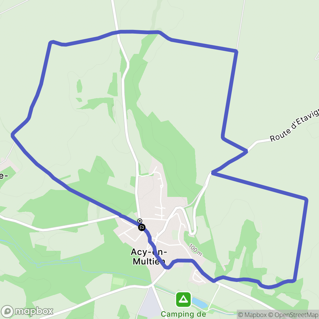 Acy-en-Multien : carte du parcours de randonnée - France