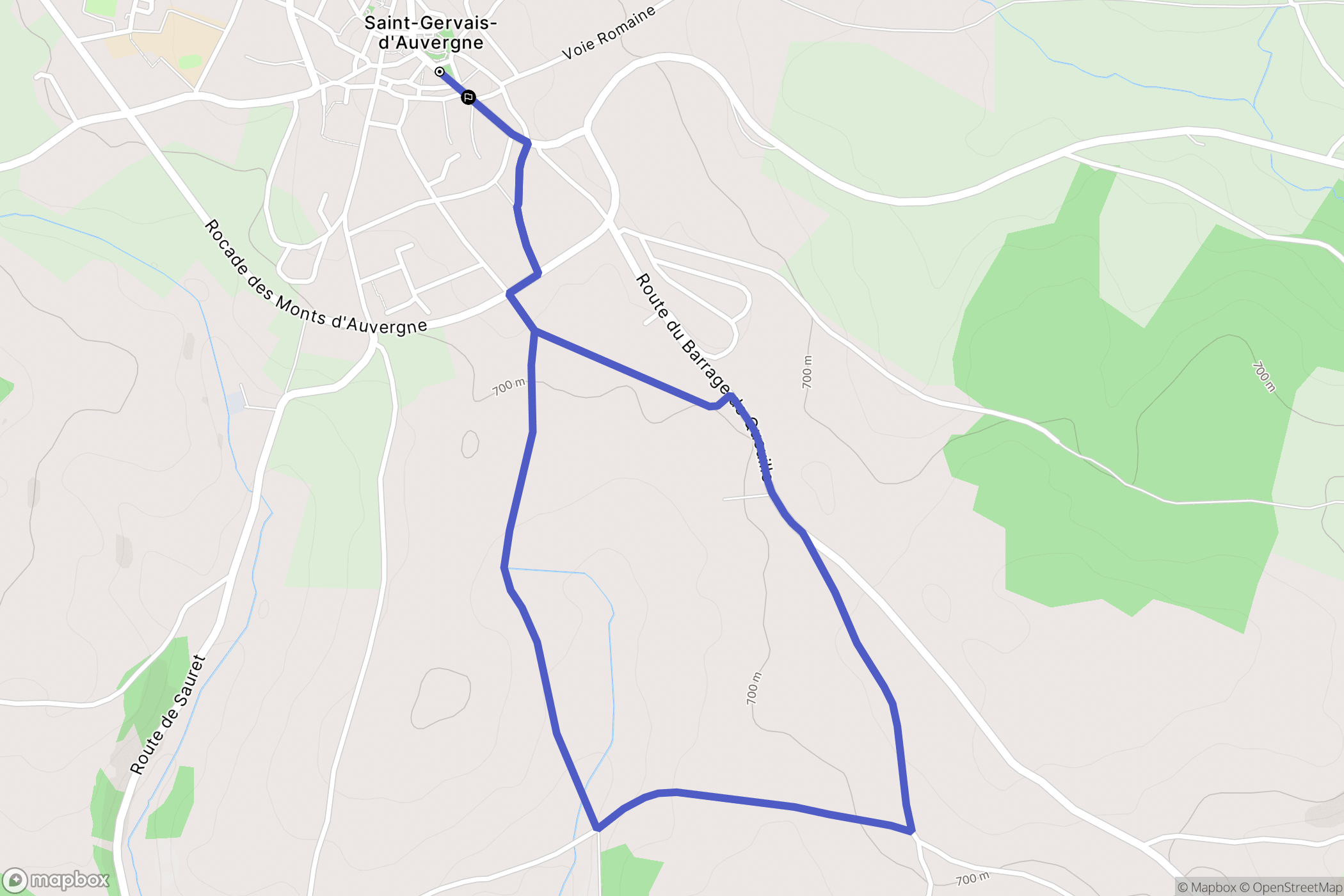 Saint-Gervais-d'Auvergne : carte du parcours de randonnée - France