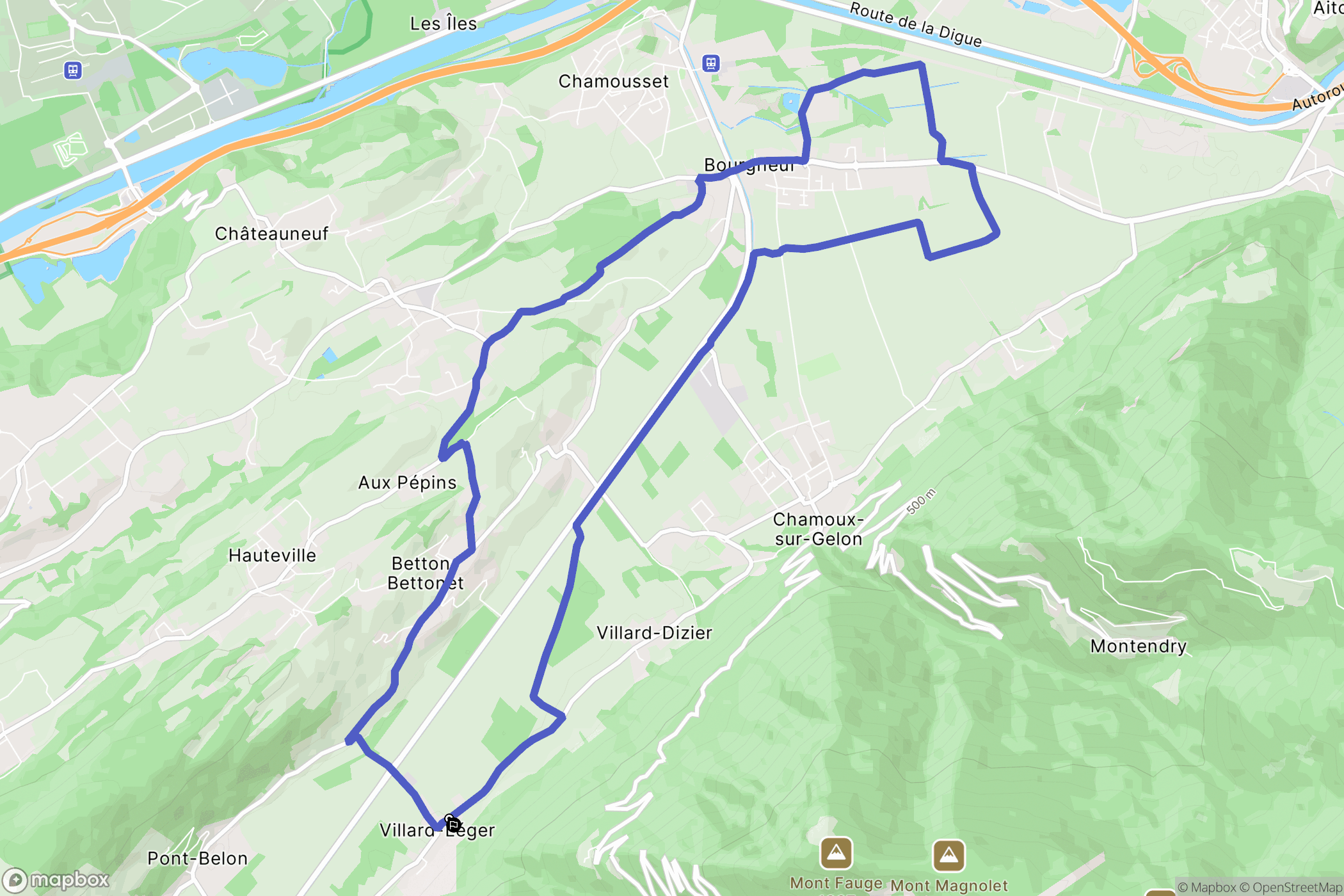 Villard-Léger : carte du parcours de randonnée - France