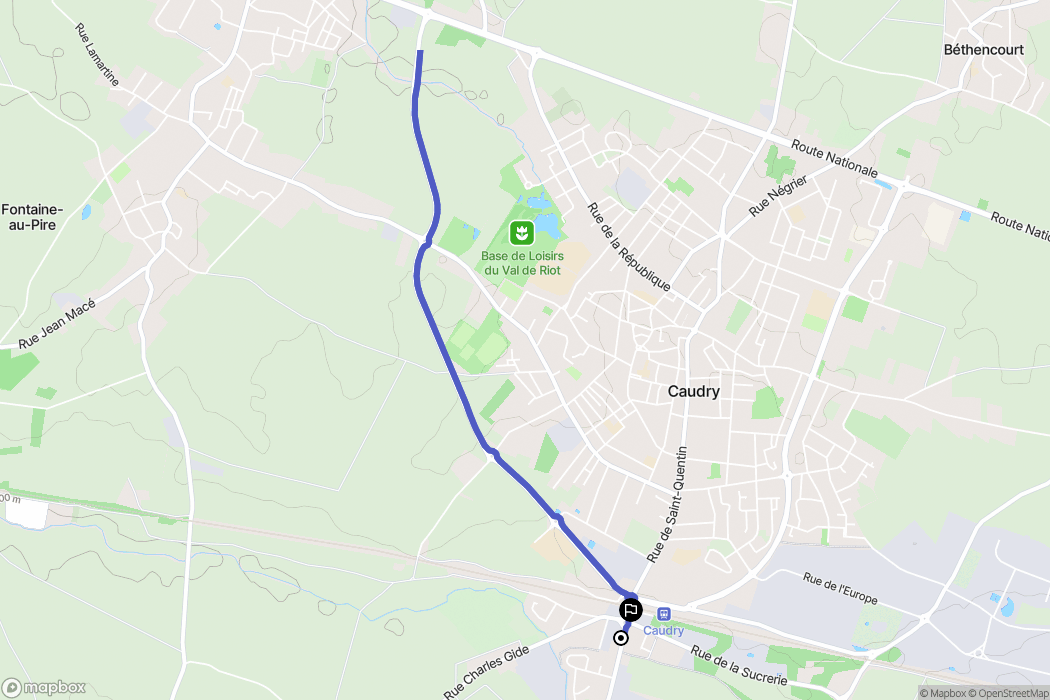 Caudry : carte du parcours de randonnée - France