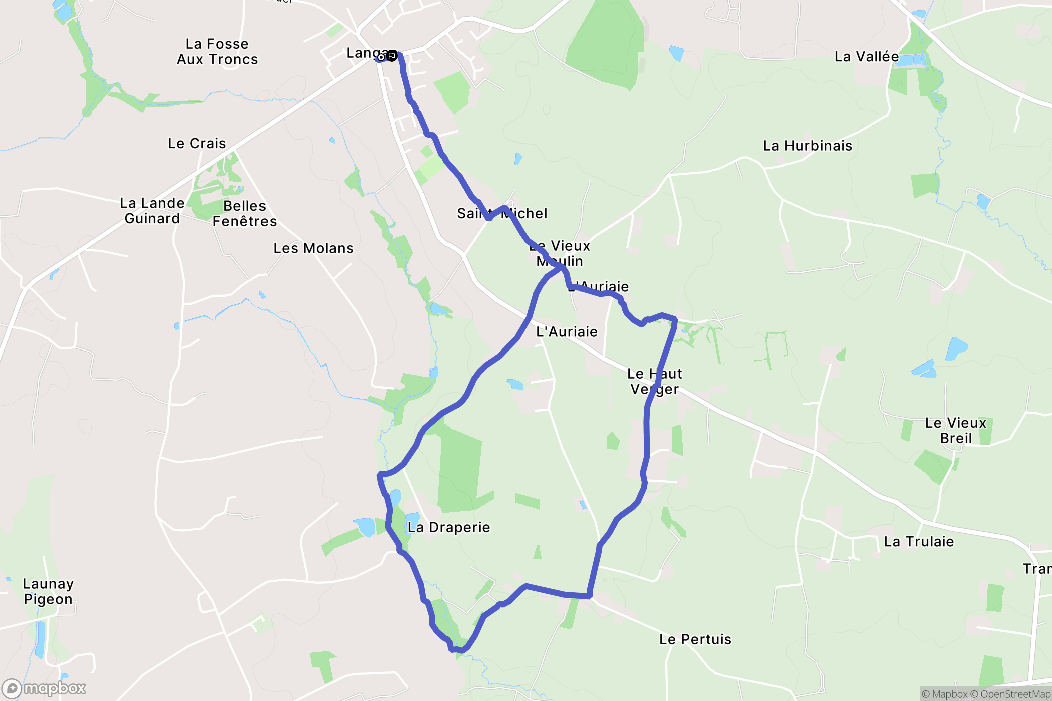 Langan : carte du parcours de randonnée - France
