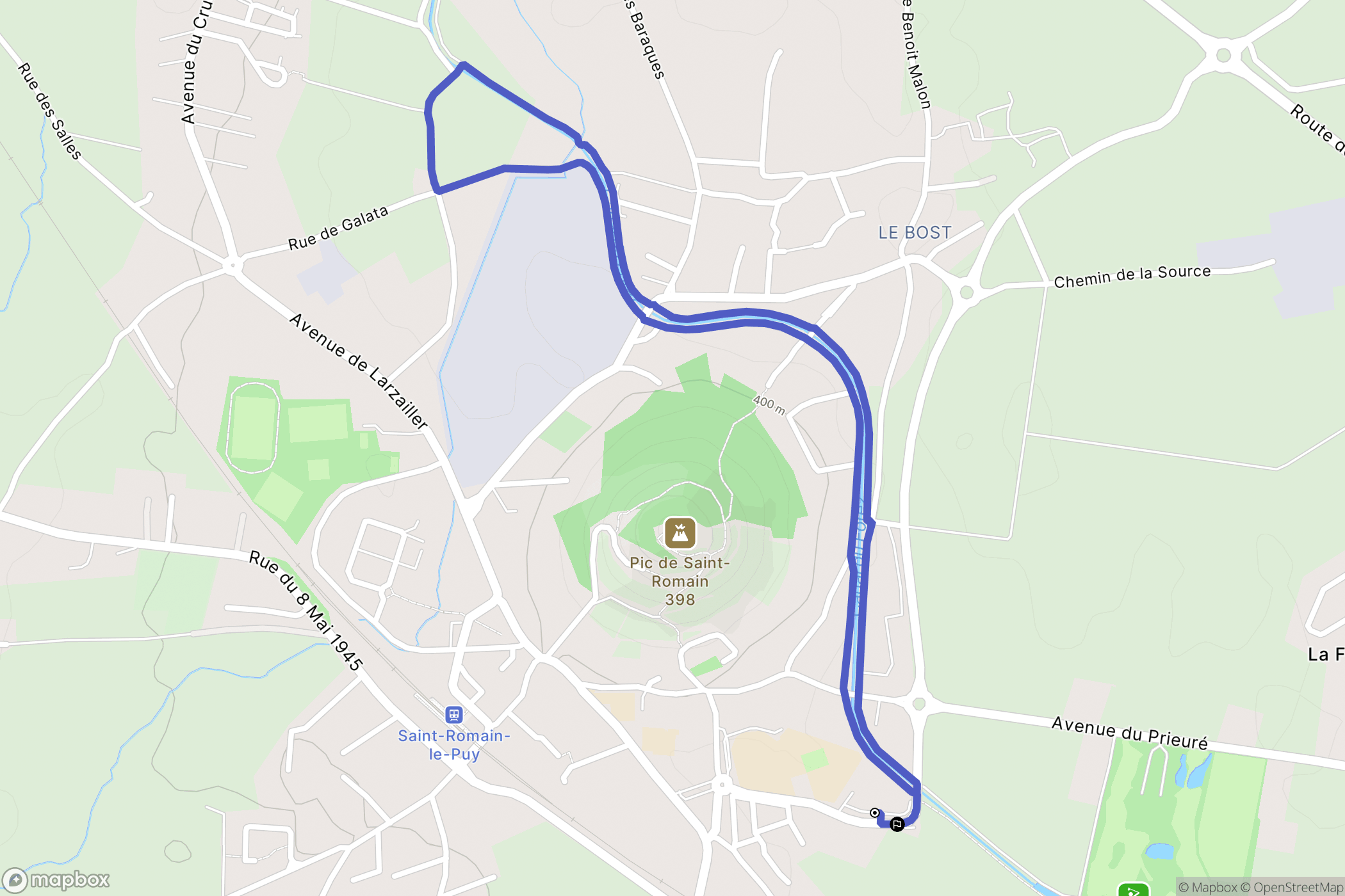 Saint-Romain-le-Puy : carte du parcours de randonnée - France