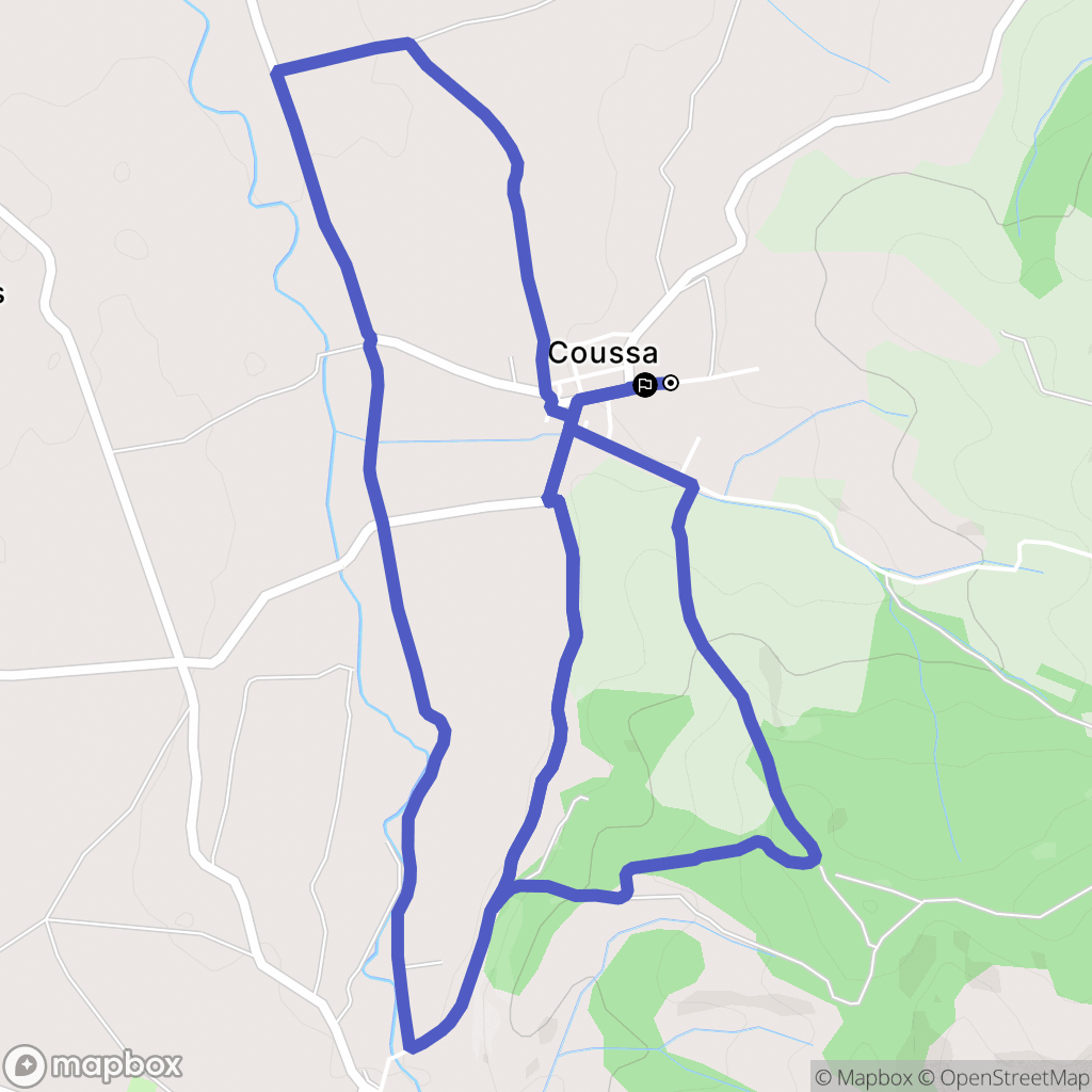 Coussa : carte du parcours de randonnée - France
