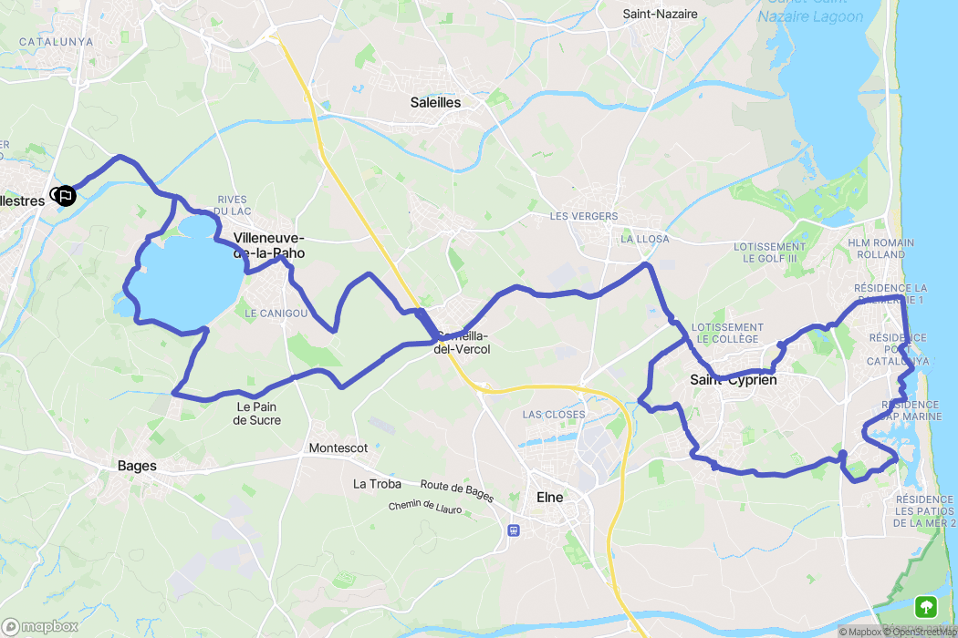 Pollestres : carte du parcours de randonnée - France