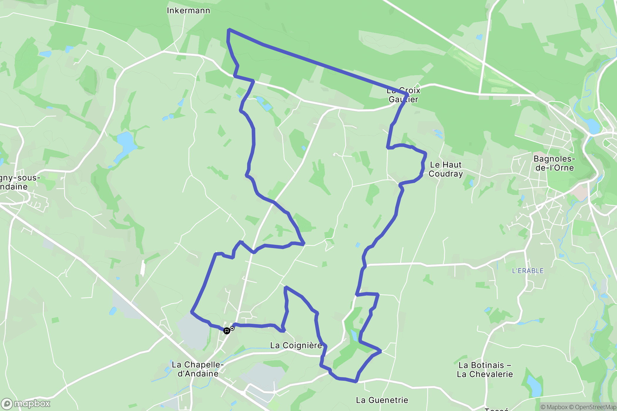 Rives d'Andaine : carte du parcours de randonnée - France