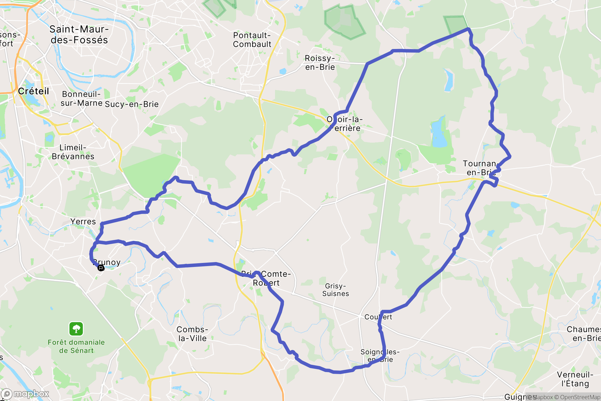 Brunoy : carte du parcours de randonnée - France