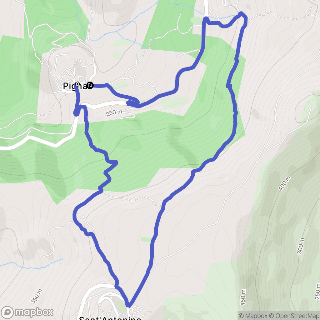Pigna : carte du parcours de randonnée - France