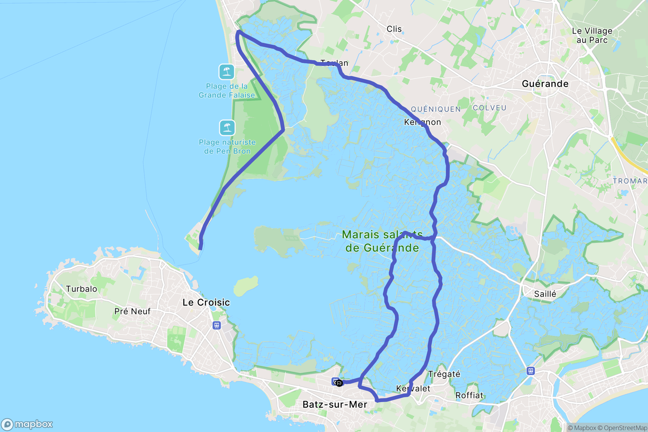 Batz-sur-Mer : carte du parcours de randonnée - France