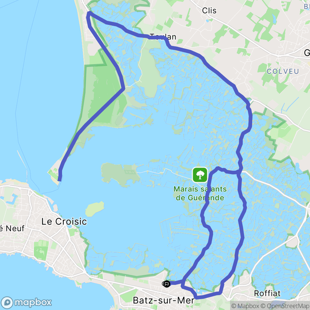 Batz-sur-Mer : carte du parcours de randonnée - France