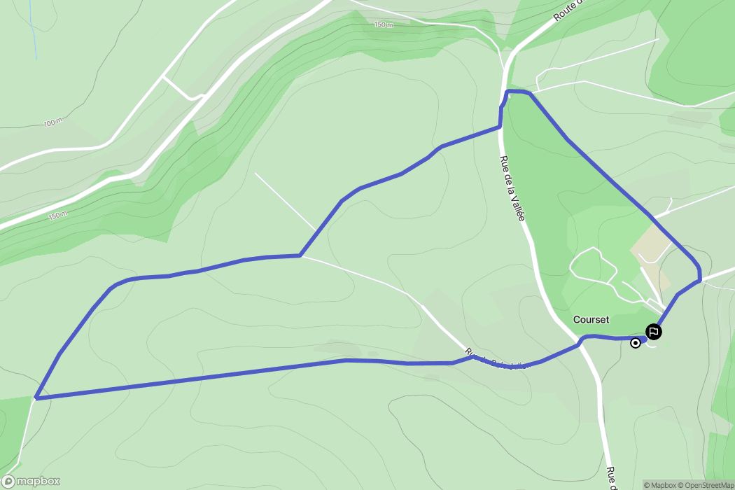 Courset : carte du parcours de randonnée - France