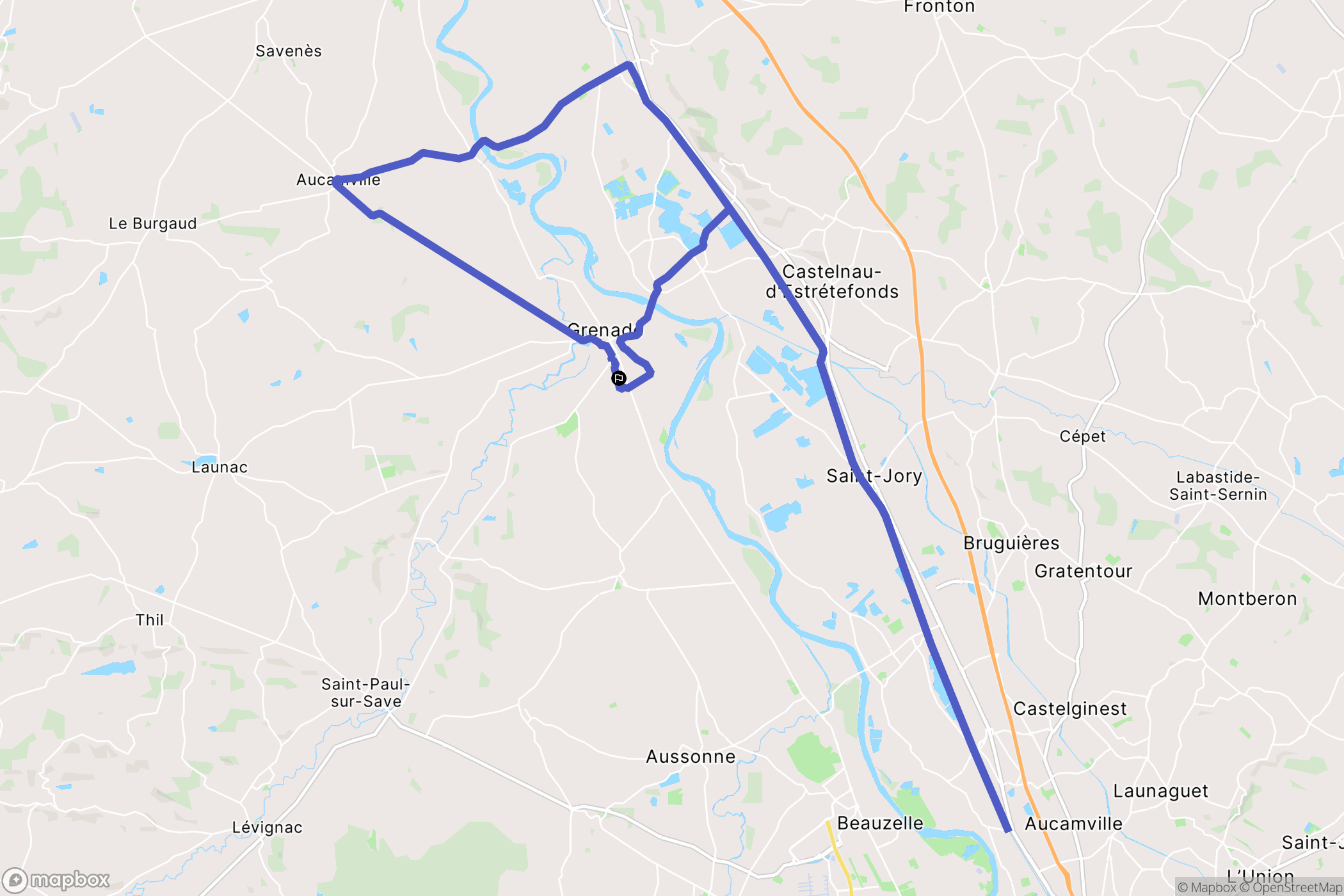 Grenade : carte du parcours de randonnée - France