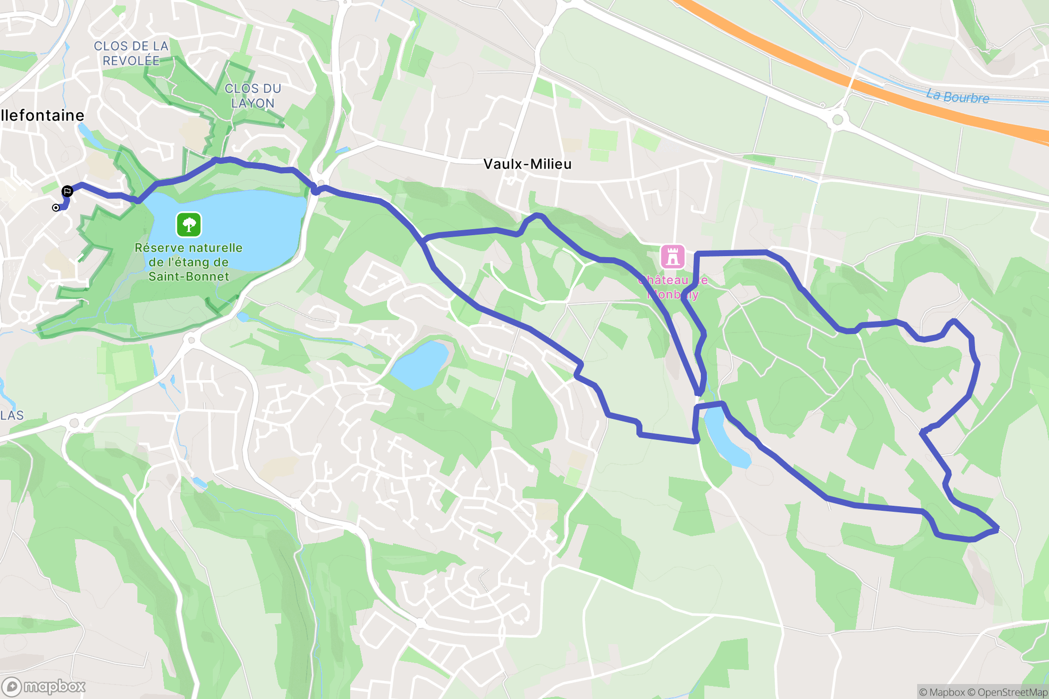 Villefontaine : carte du parcours de randonnée - France