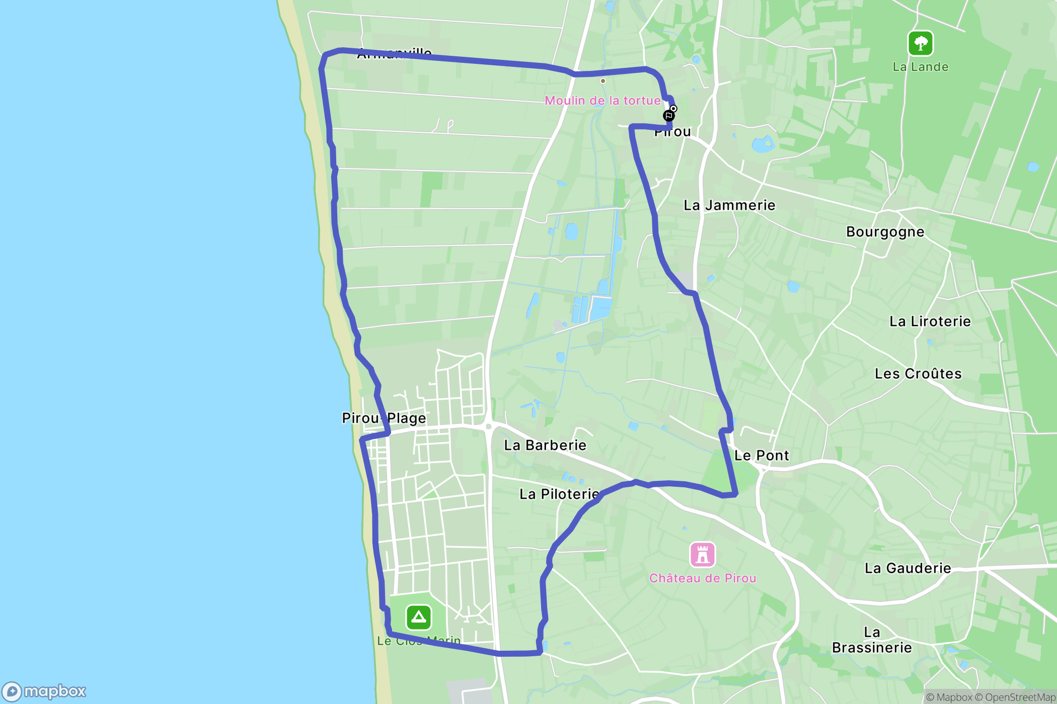 Pirou : carte du parcours de randonnée - France