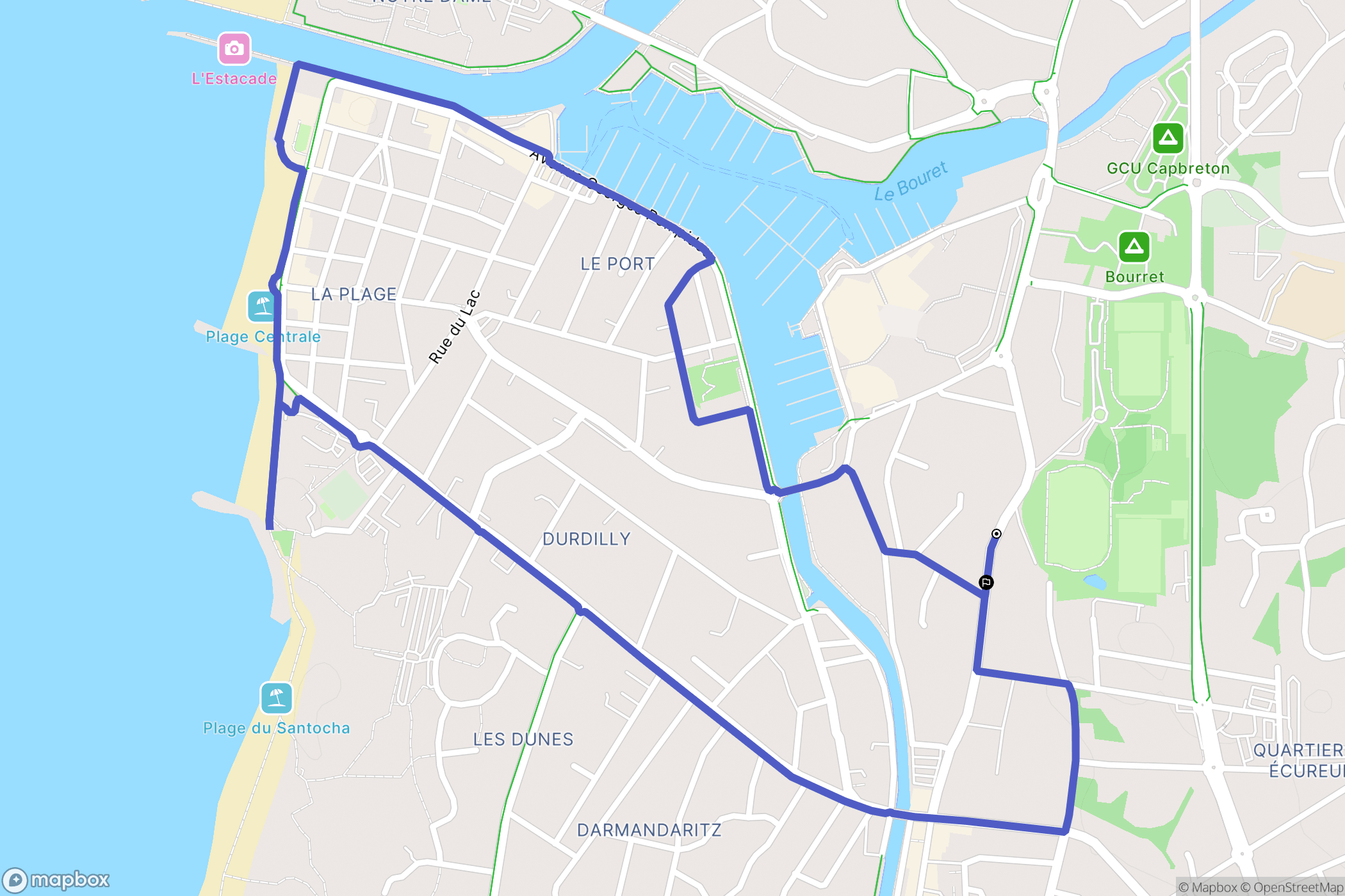 Capbreton : carte du parcours de randonnée - France