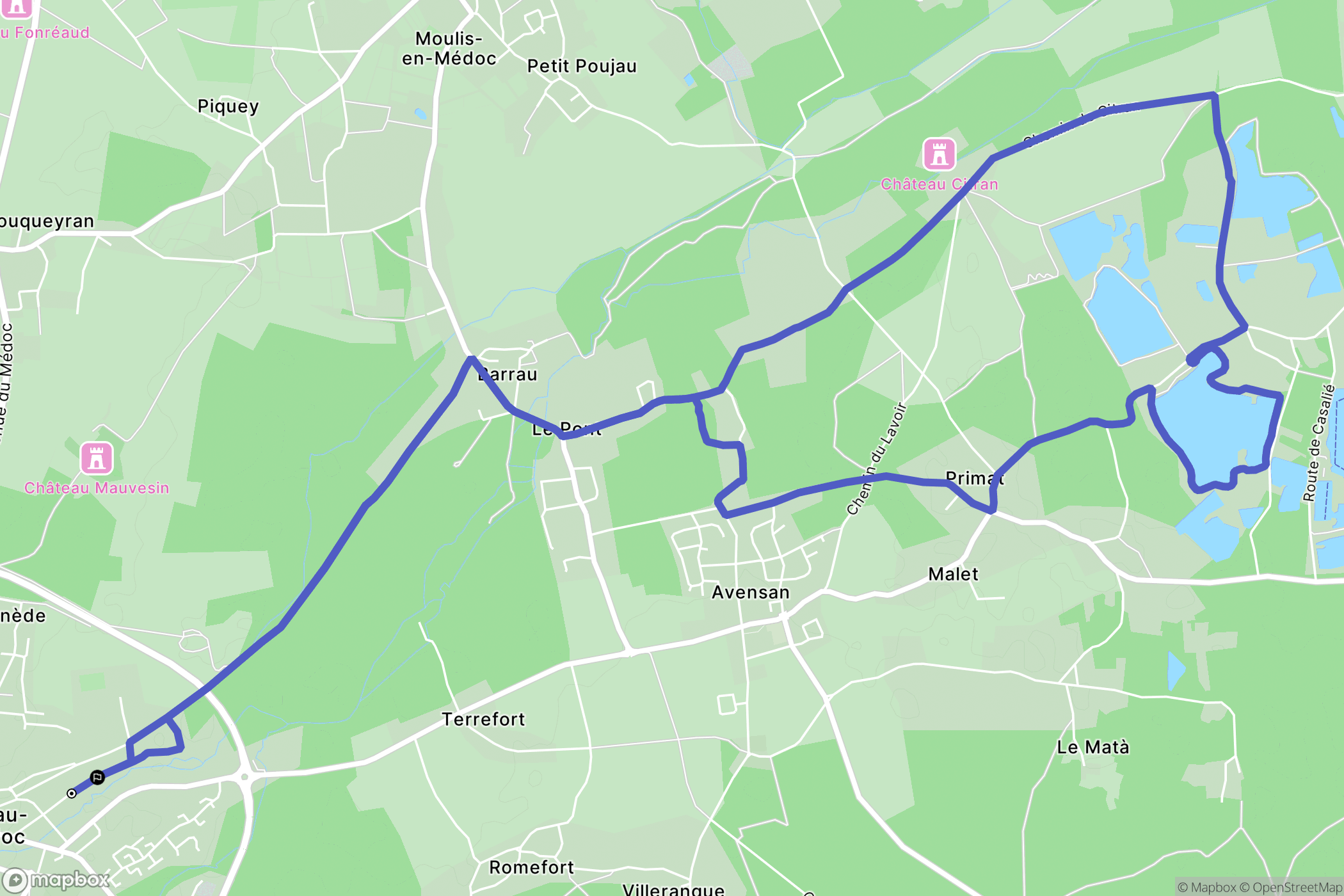 Castelnau-de-Médoc : carte du parcours de randonnée - France