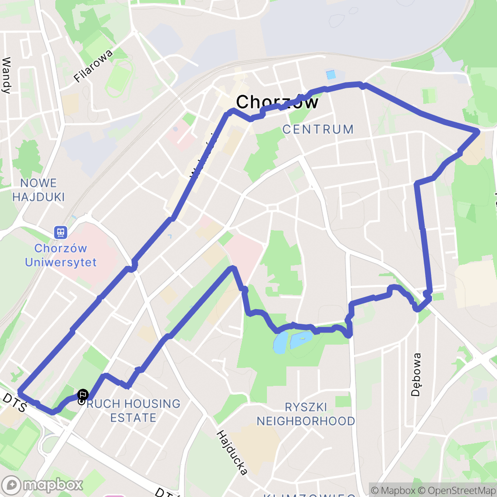 Chorzów: mapa trasy - Poland