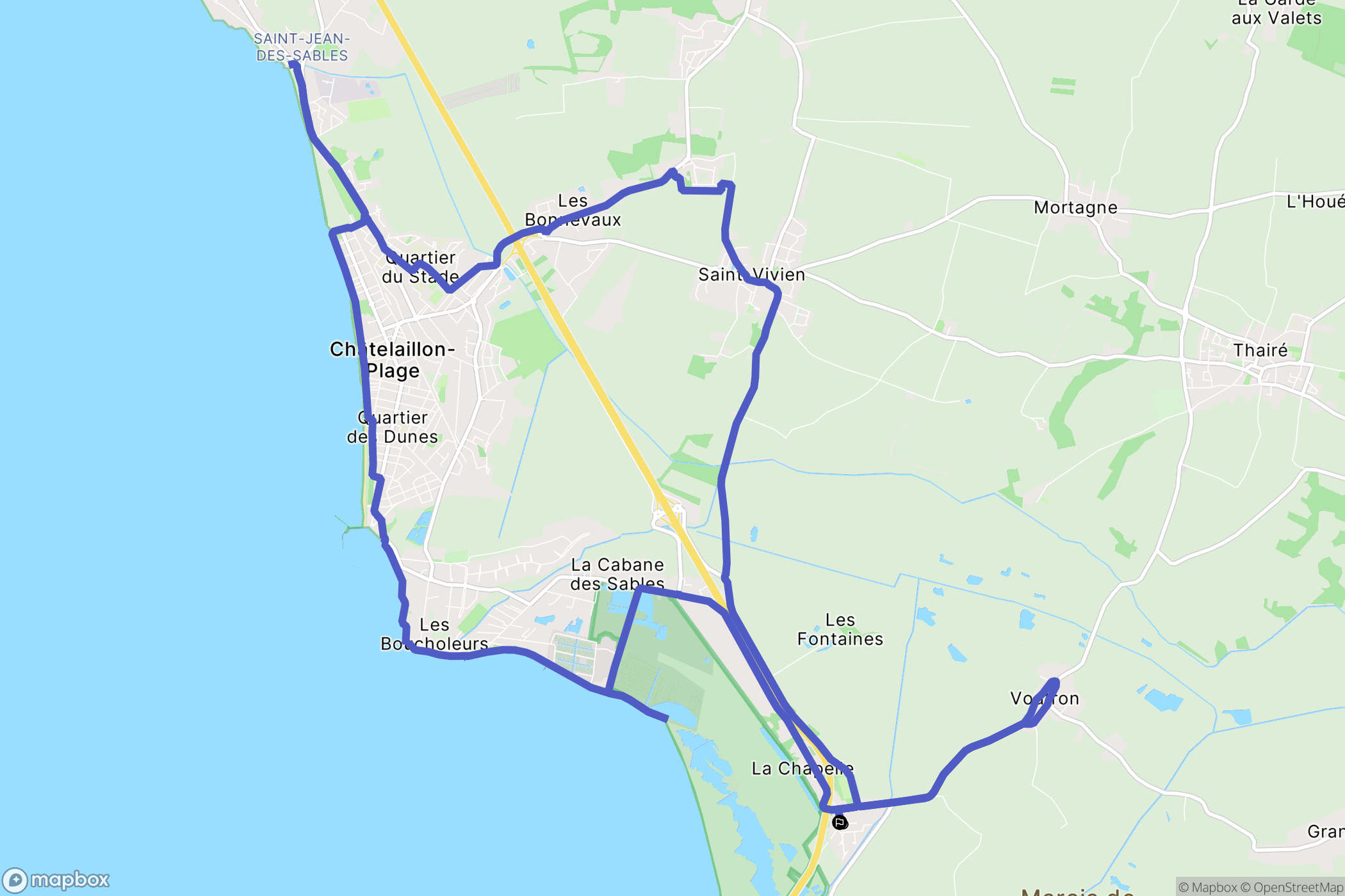 Yves : carte du parcours de randonnée - France