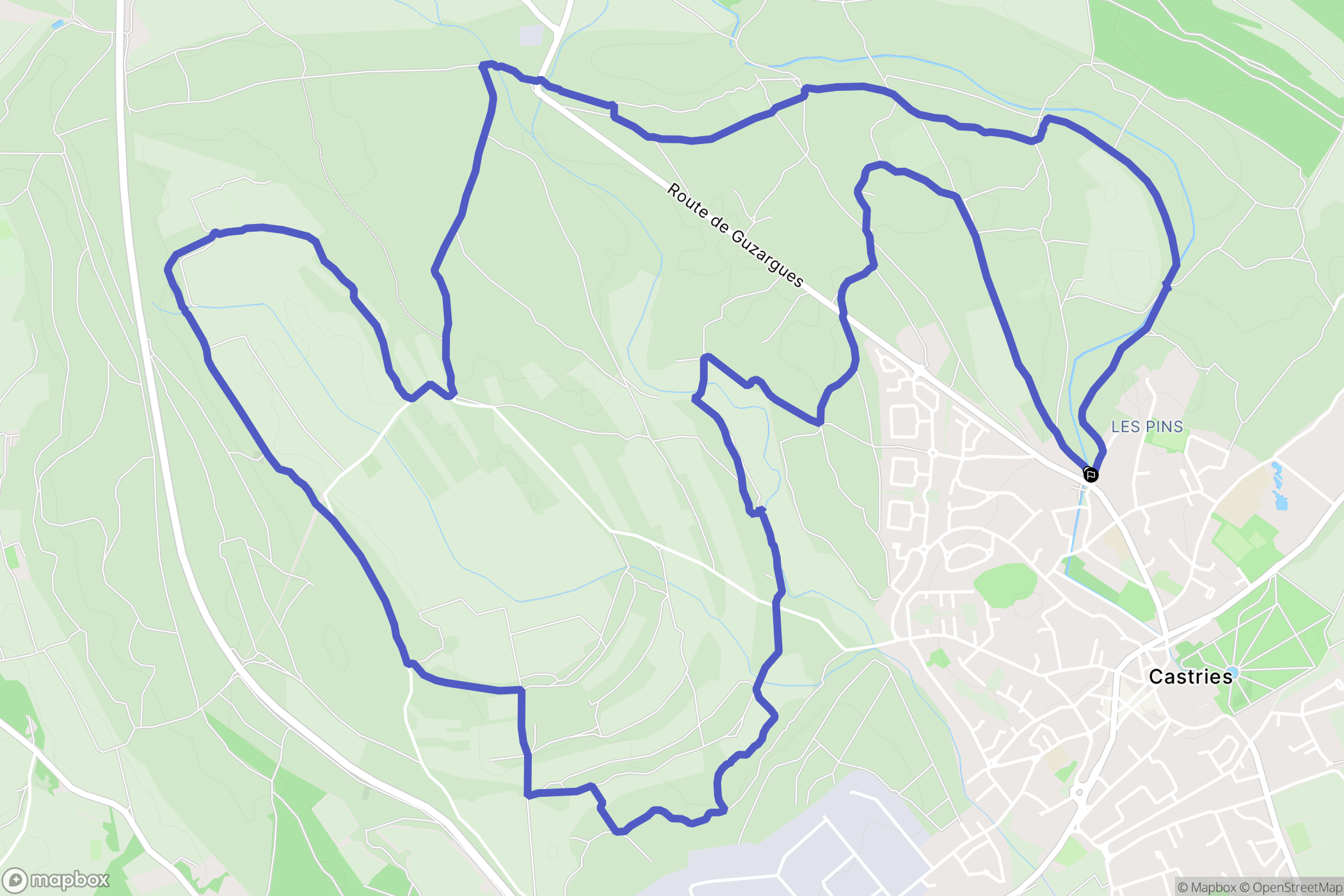 Castries : carte du parcours de randonnée - France