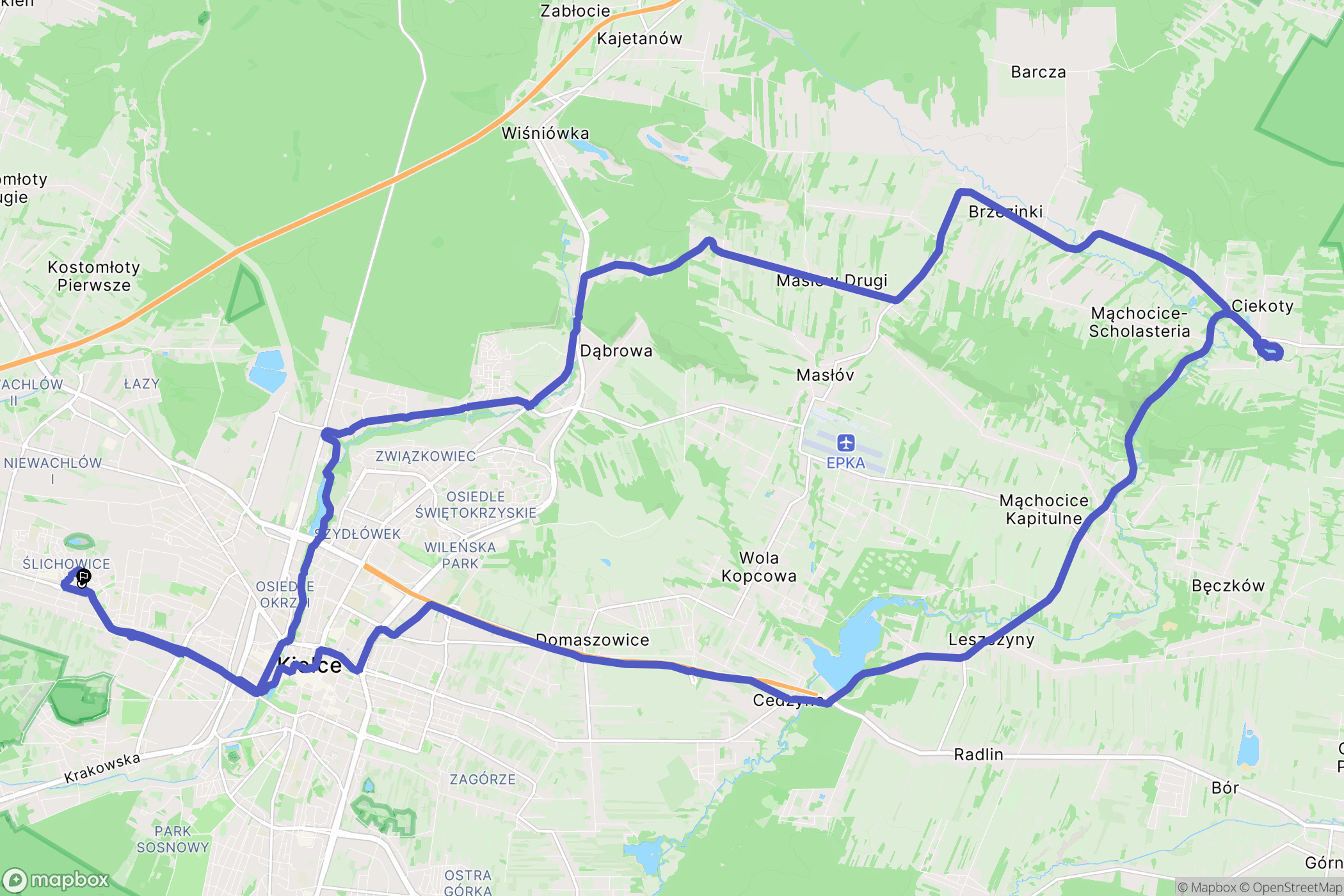 Kielce: mapa trasy - Poland
