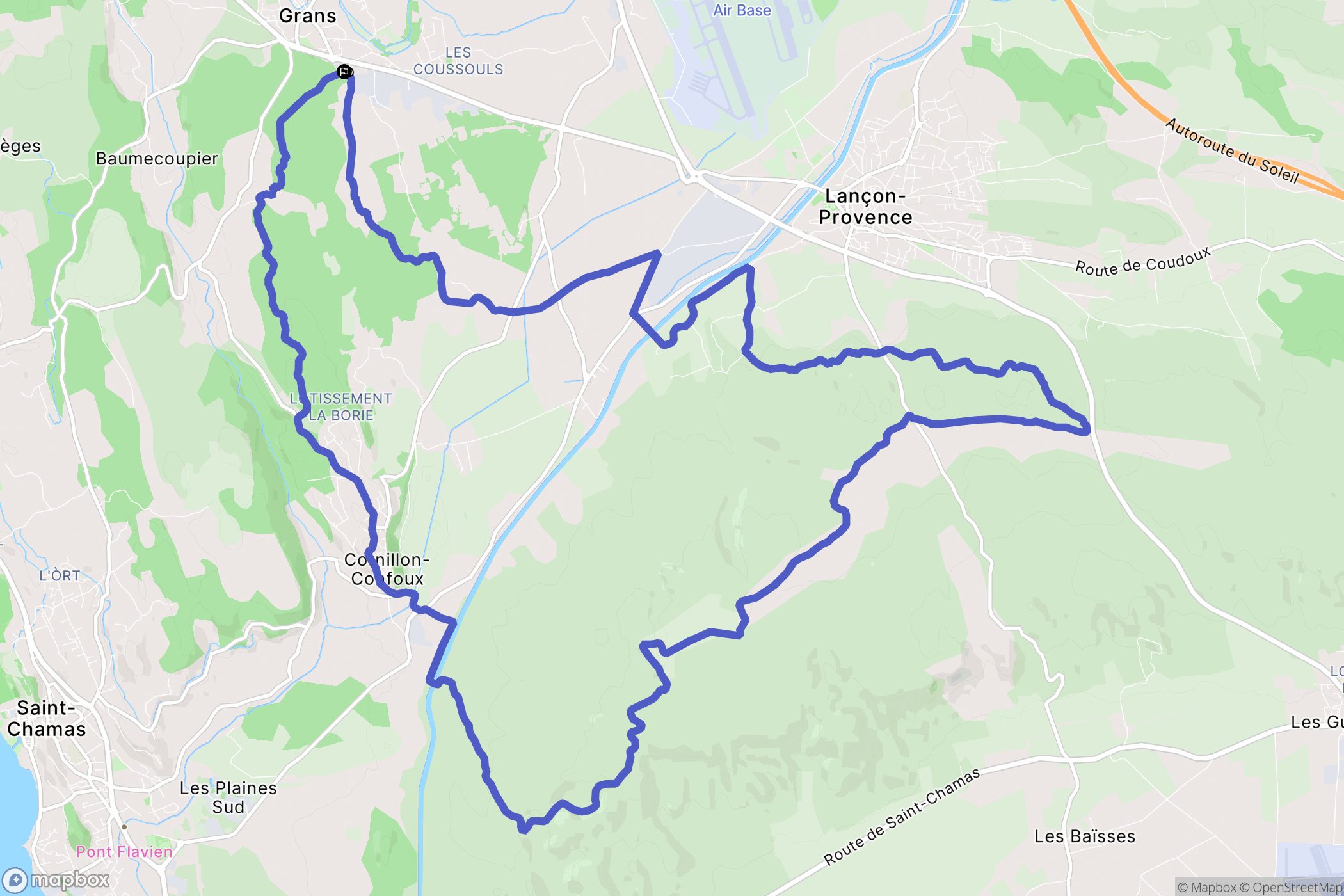 Grans : carte du parcours de randonnée - France