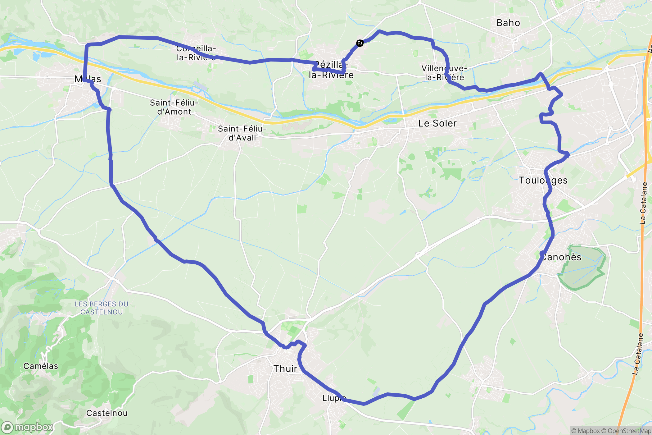 Pézilla-la-Rivière : carte du parcours de randonnée - France