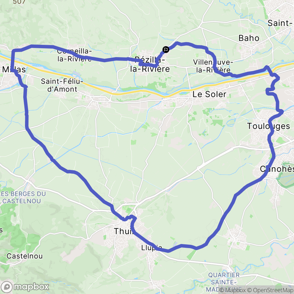 Pézilla-la-Rivière : carte du parcours de randonnée - France