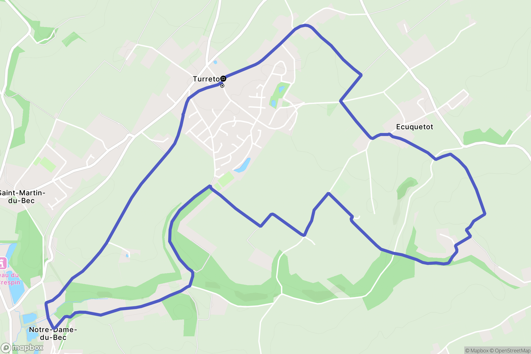 Turretot : carte du parcours de randonnée - France