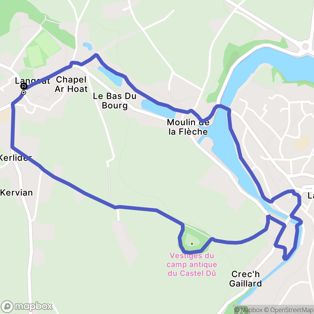 Langoat : carte du parcours de randonnée - France