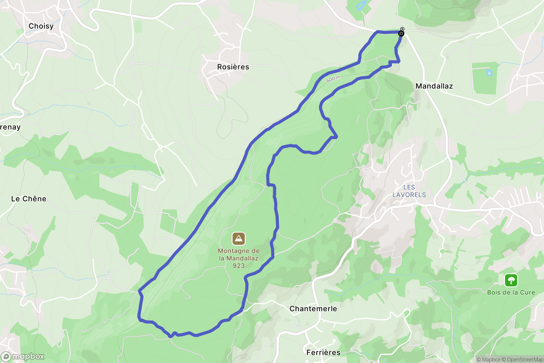 Choisy : carte du parcours de randonnée - France