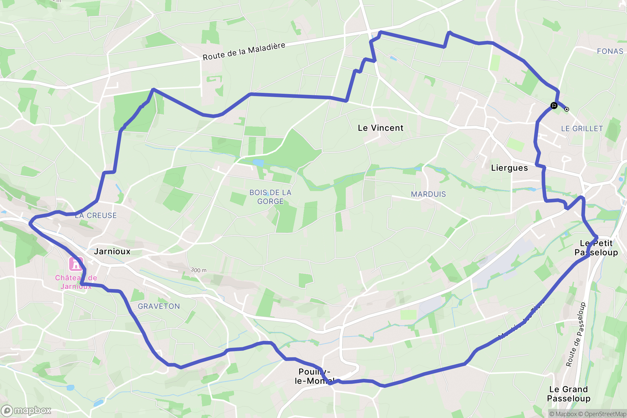 Porte des Pierres Dorées : carte du parcours de randonnée - France